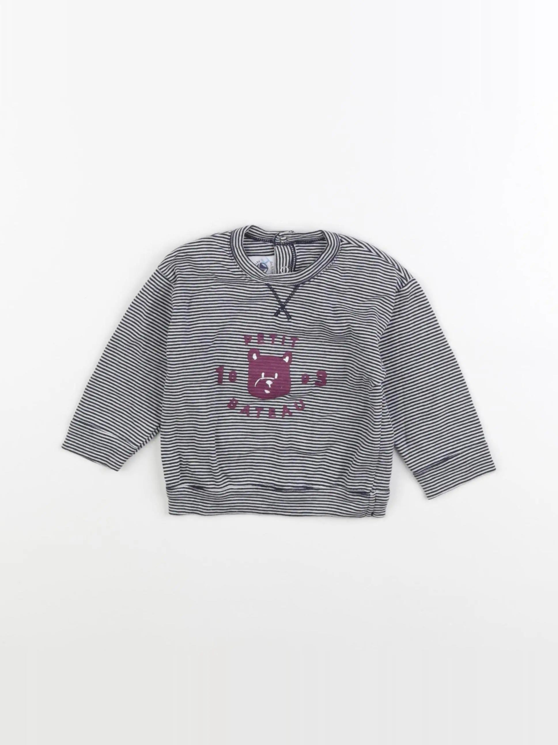 Petit Bateau - tee-shirt blanc, bleu - 6 mois