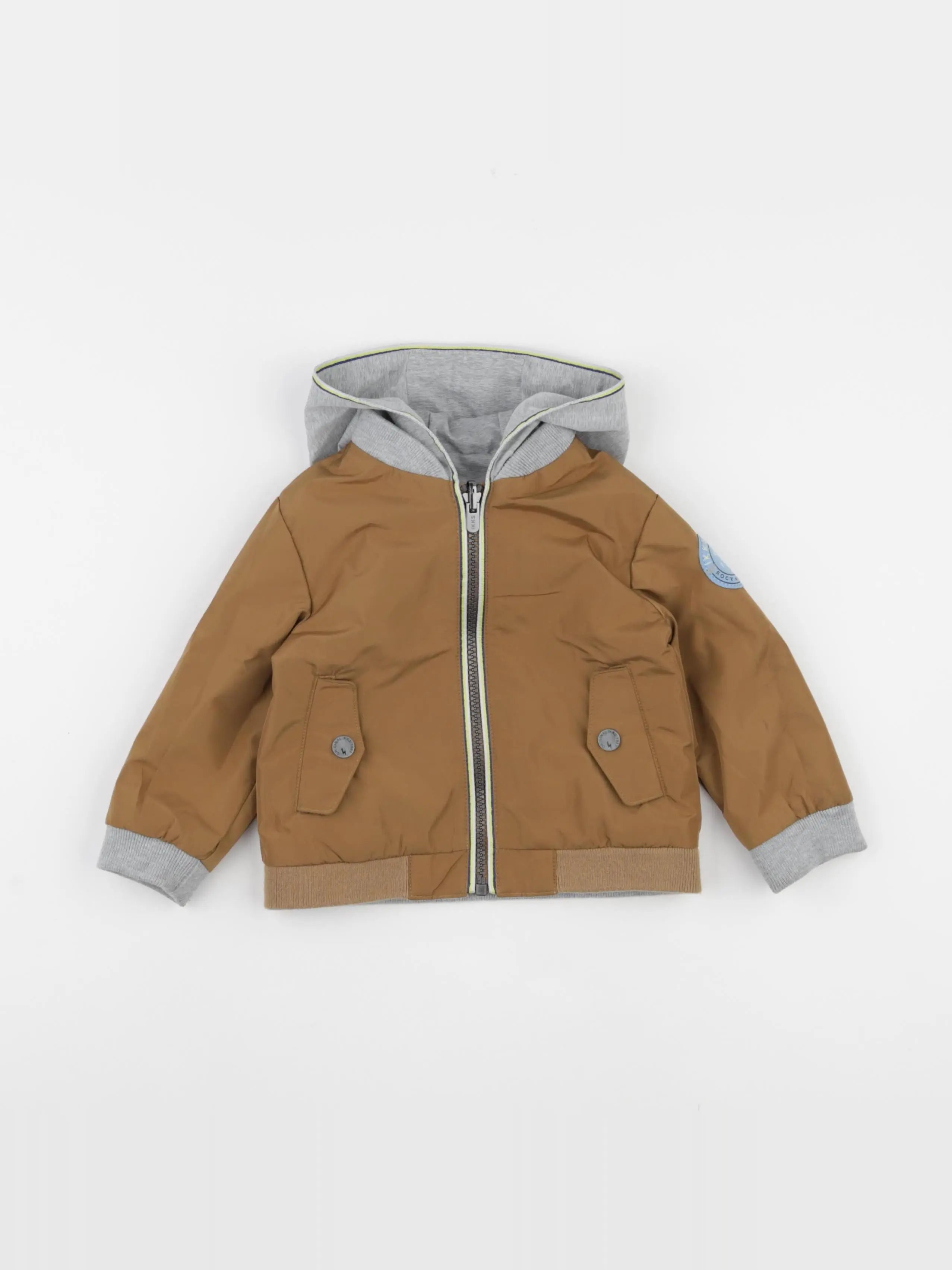 IKKS - veste réversible marron, gris - 12 mois