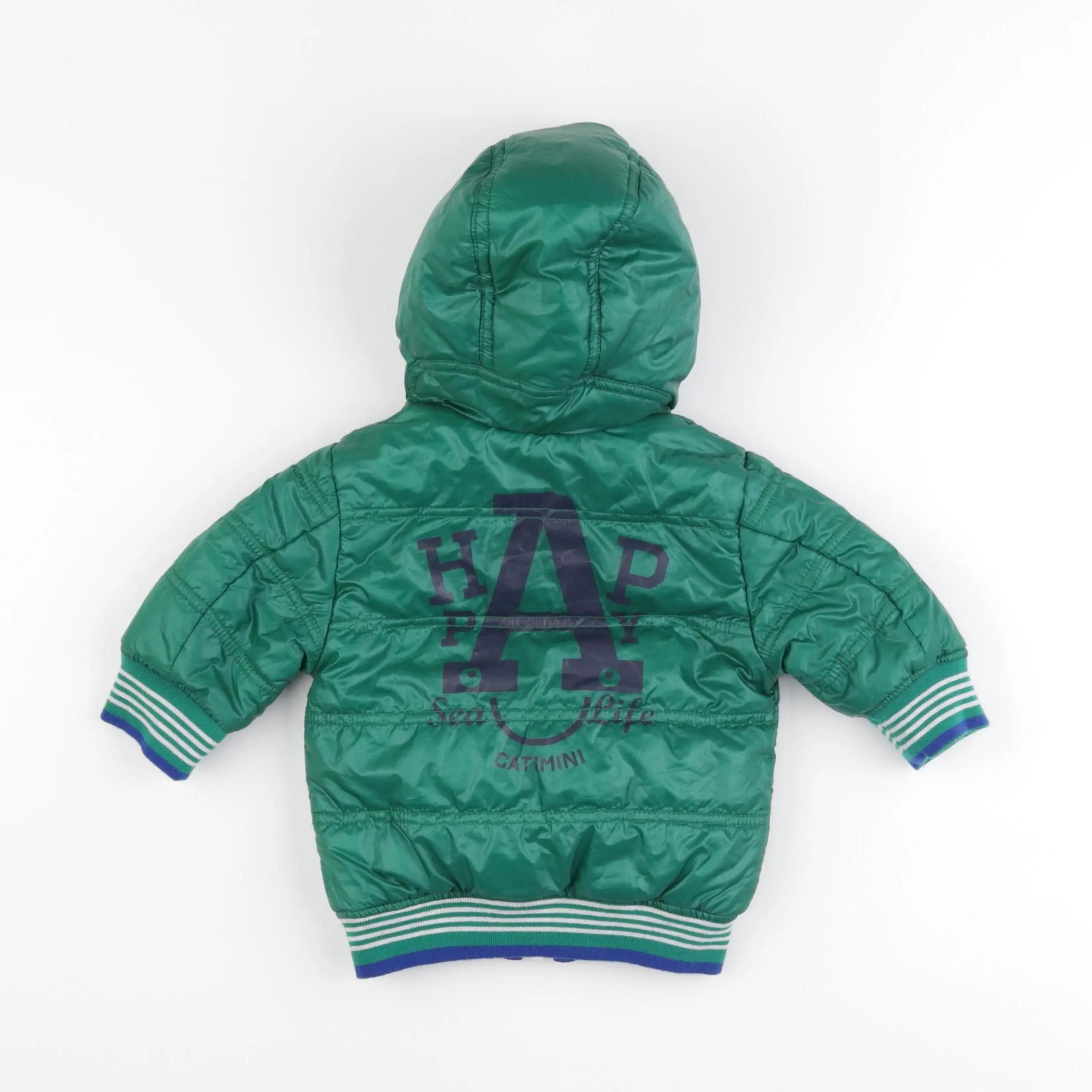 Catimini - doudoune réversible bleu, vert - 6 mois