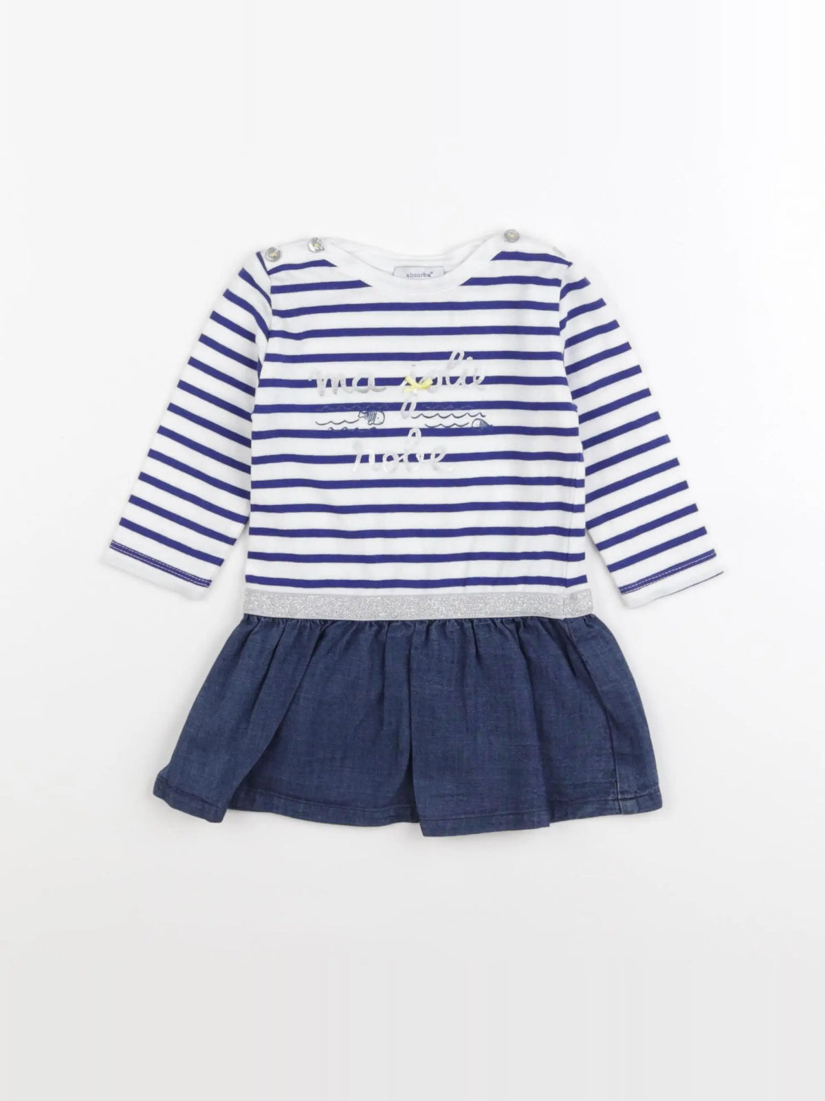 Absorba - robe blanc, bleu - 6 mois