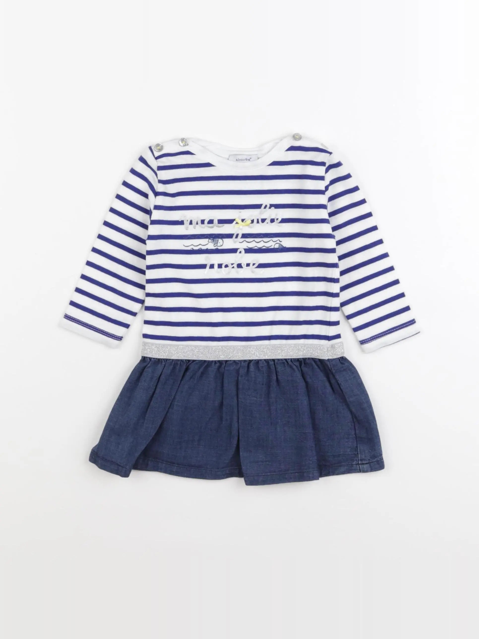 Absorba - robe blanc, bleu - 6 mois