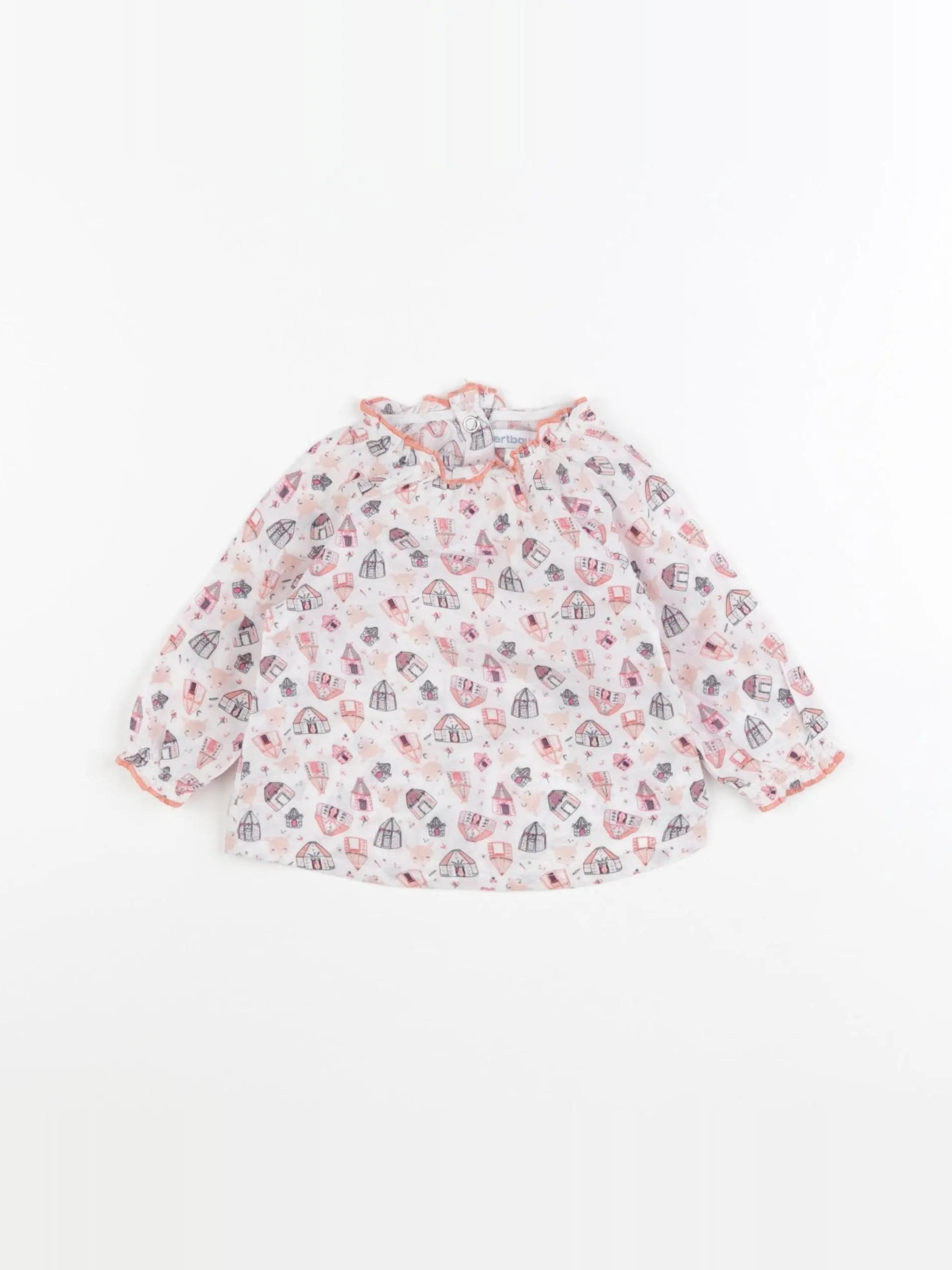 Vertbaudet - blouse blanc, orange - 3 mois