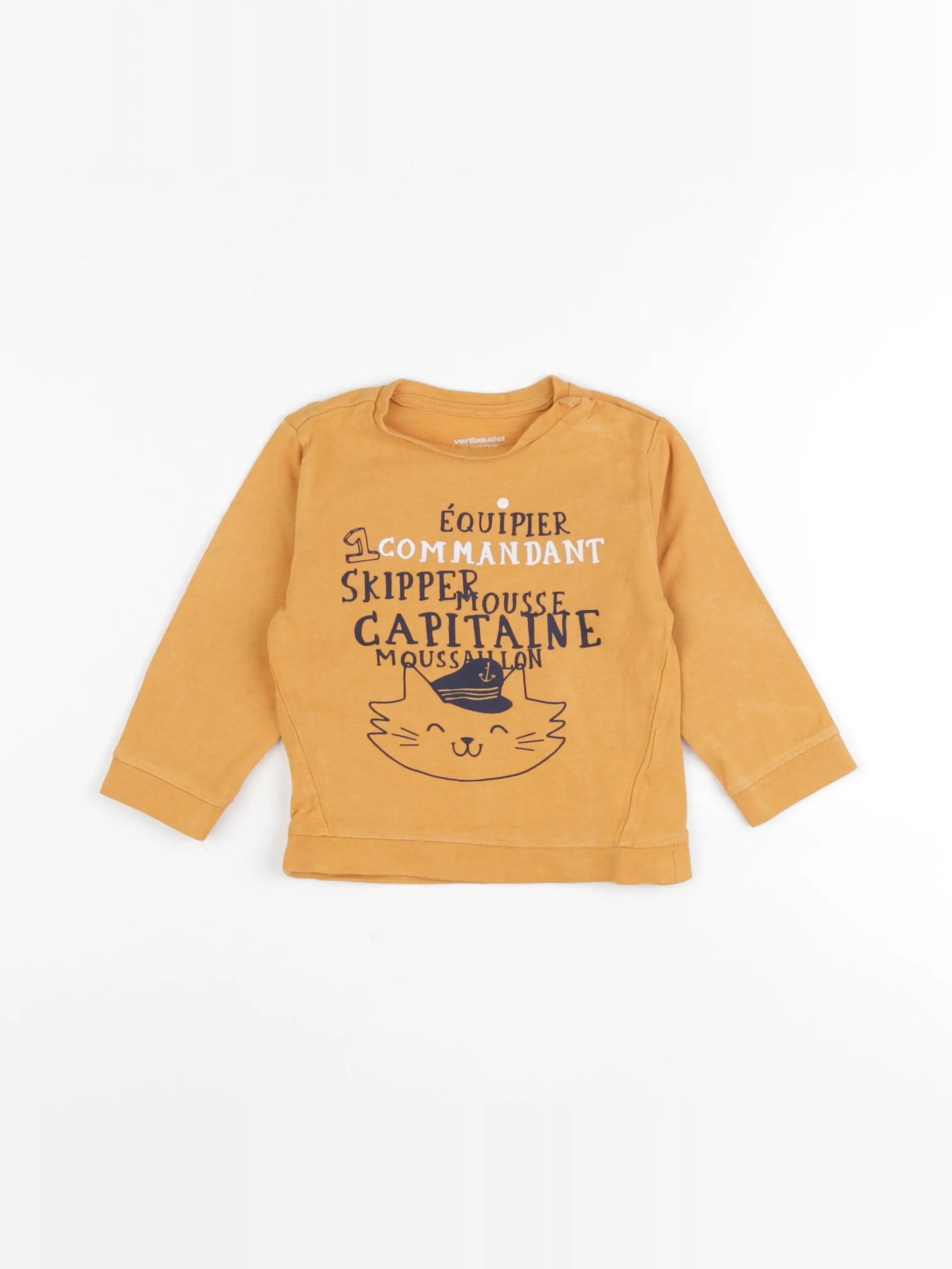 Vertbaudet - sweat orange - 12 mois