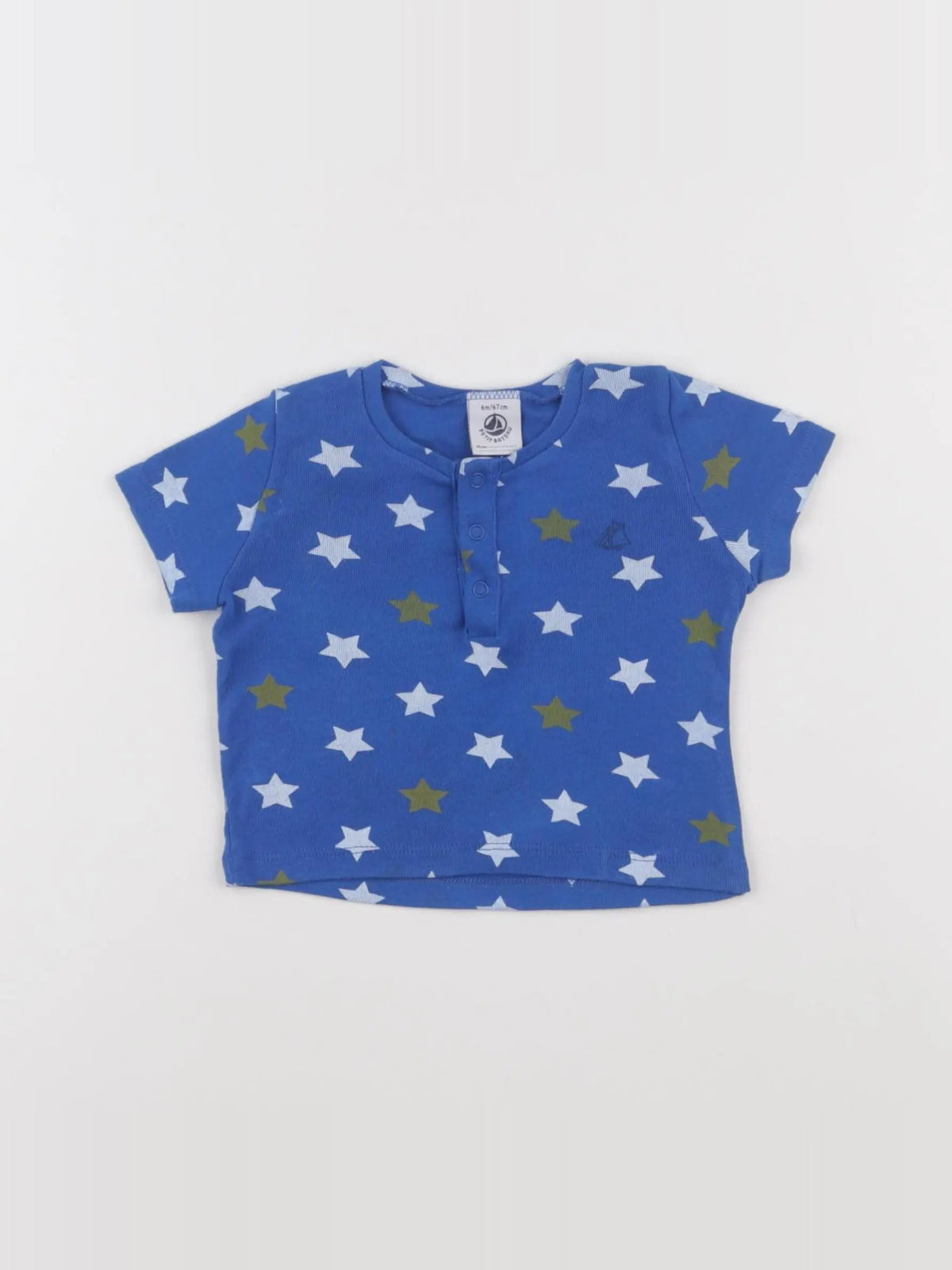 Petit Bateau - tee-shirt bleu - 6 mois