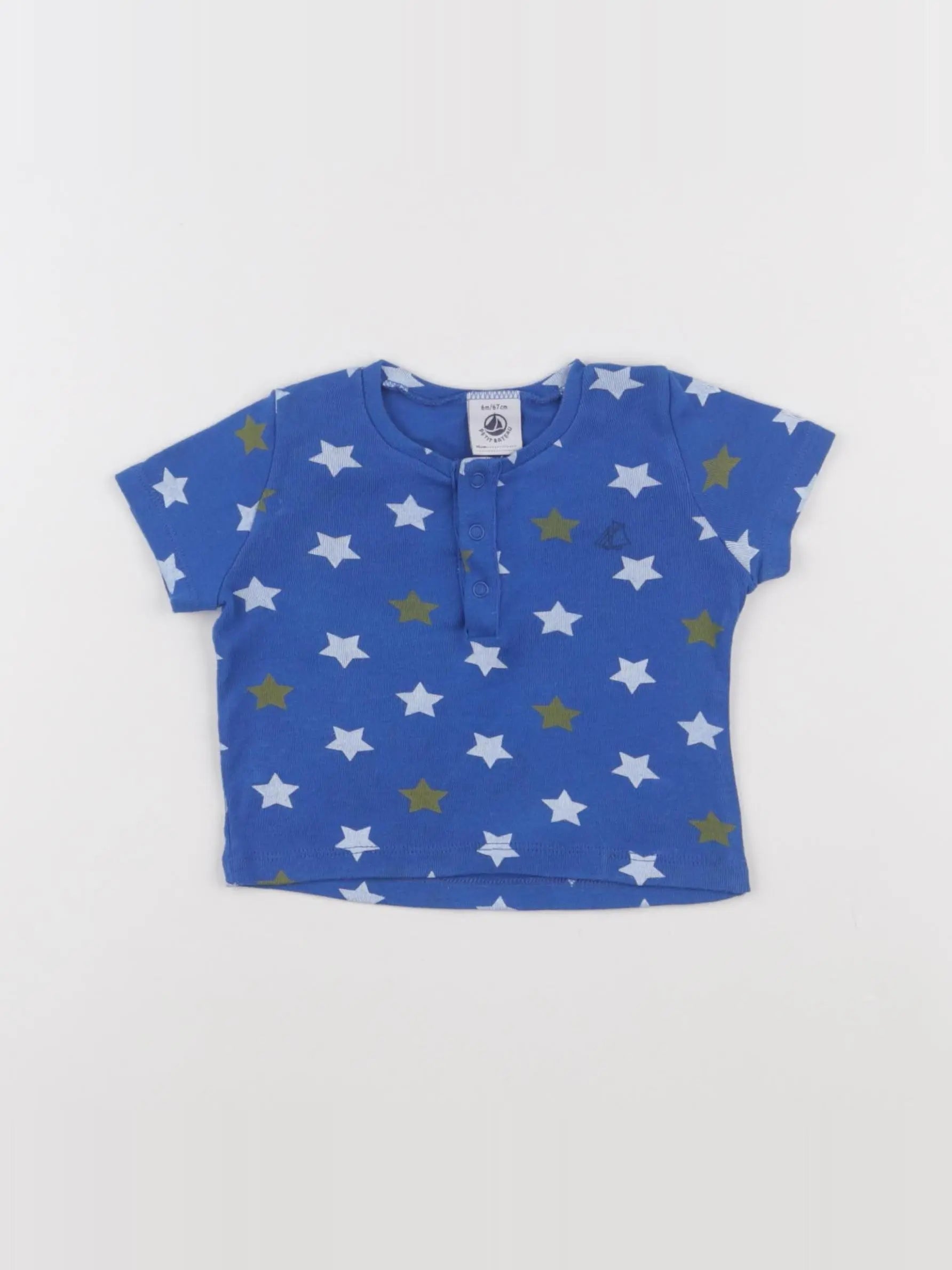 Petit Bateau - tee-shirt bleu - 6 mois