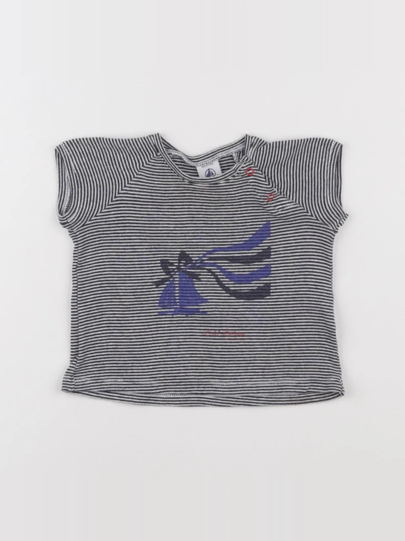 Petit Bateau - tee-shirt blanc, bleu - 6 mois