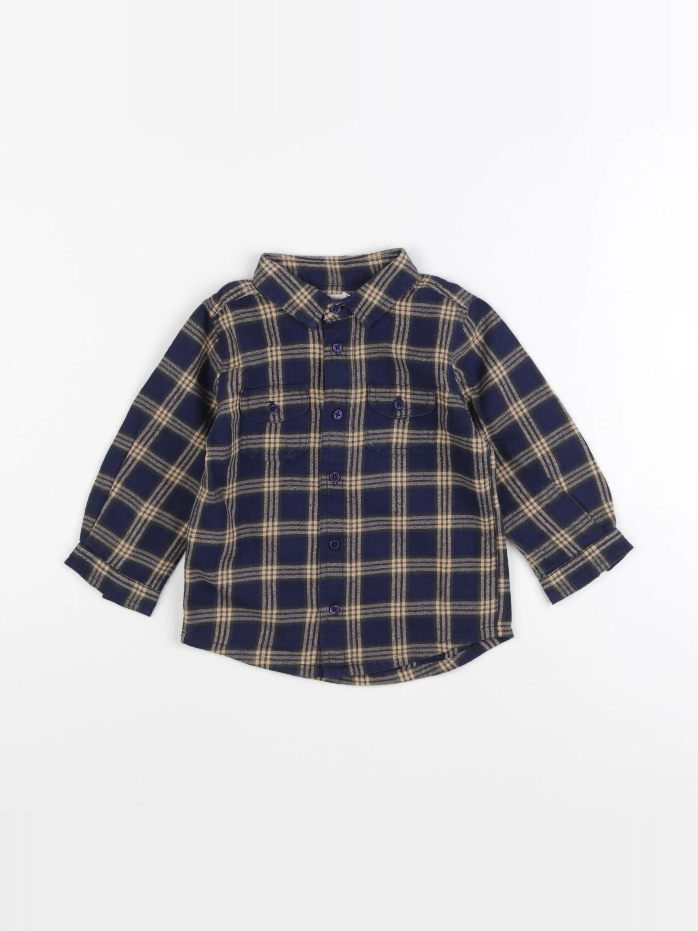 Boutchou - chemise bleu, marron - 18 mois