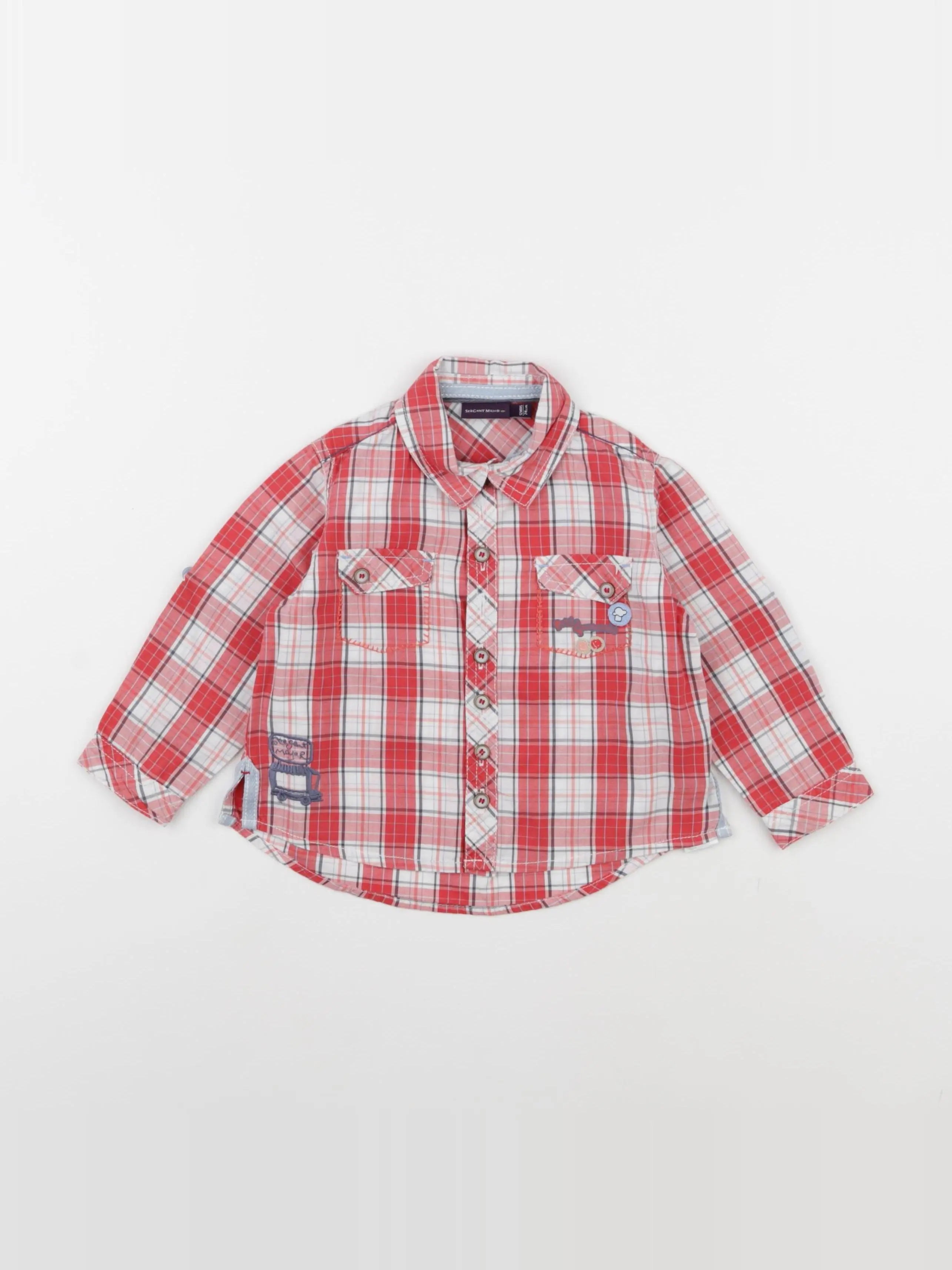 Sergent Major - chemise blanc, rouge - 12 mois