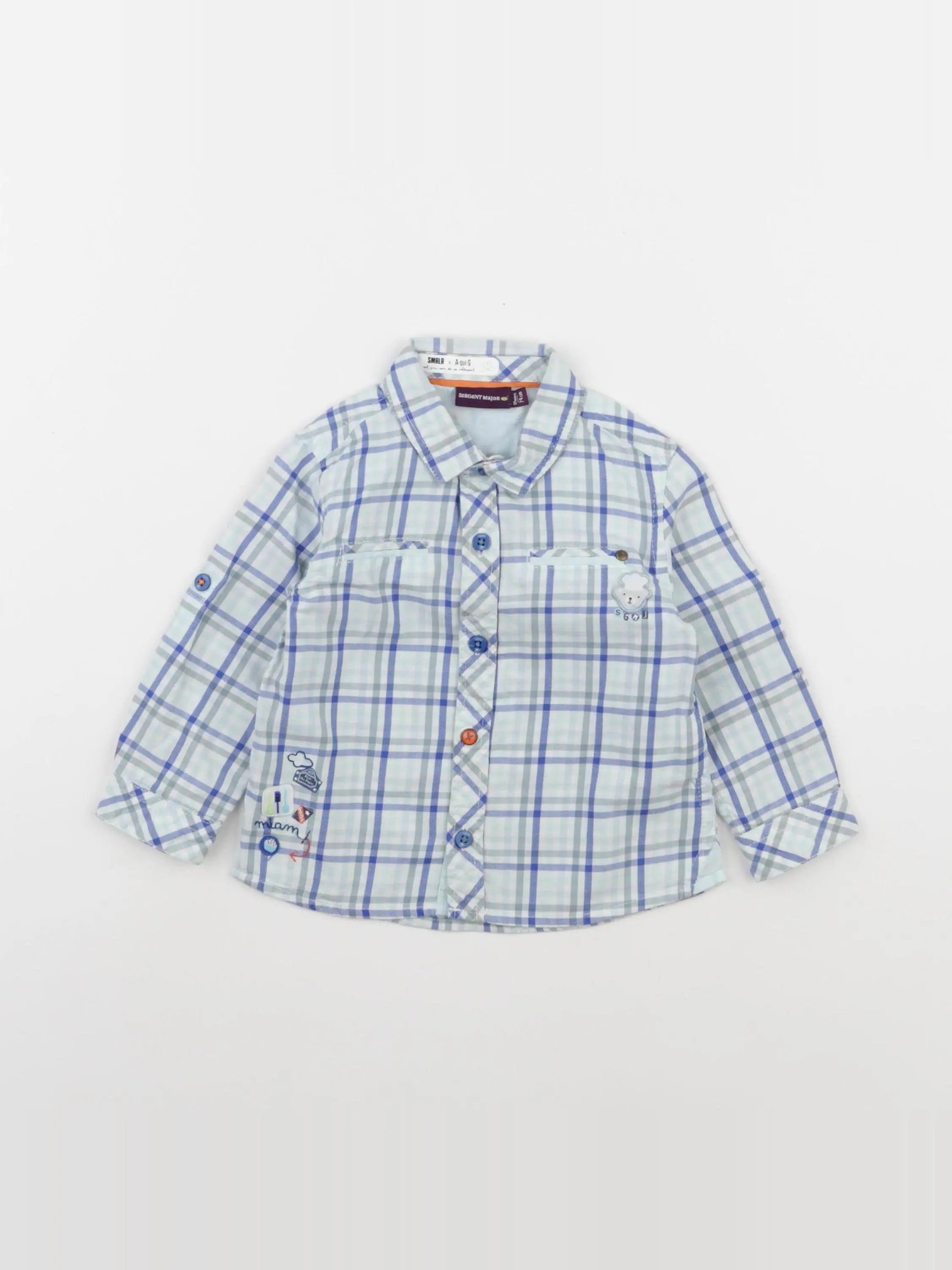 Sergent Major - chemise bleu, blanc - 12 mois