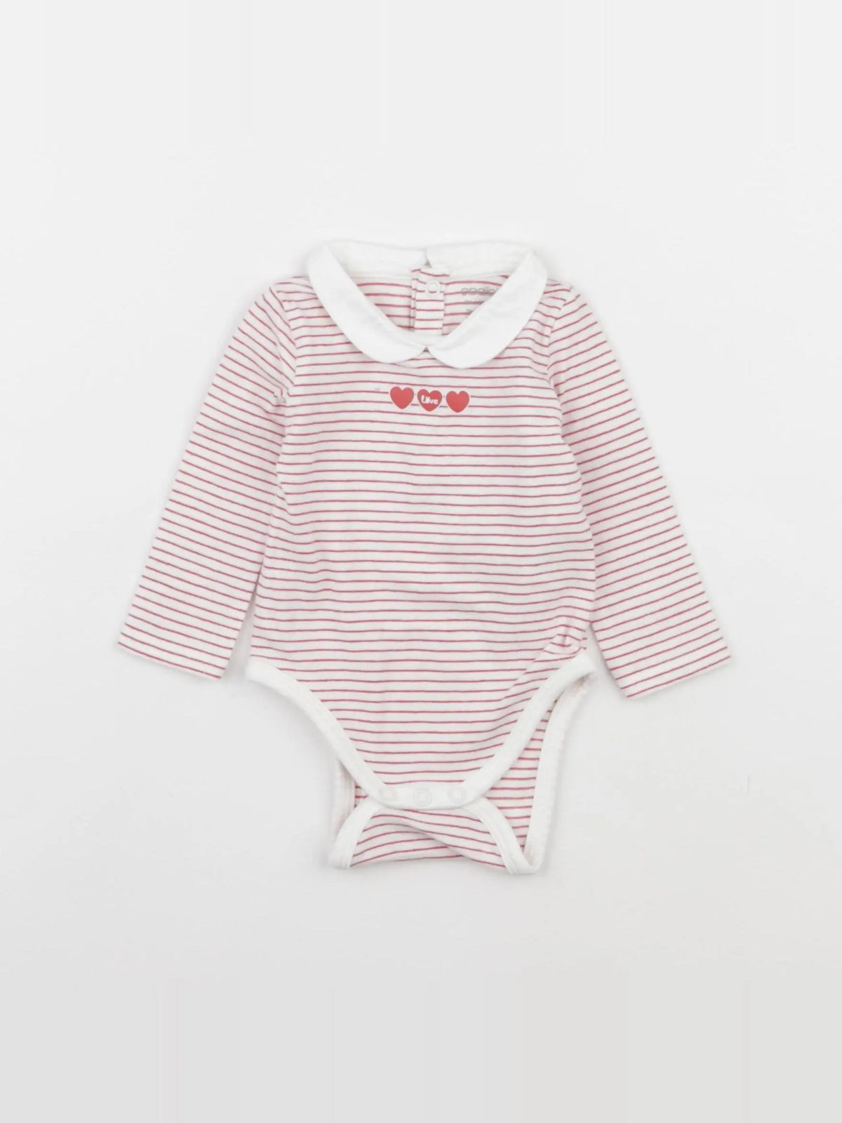 Obaïbi - body à col blanc, rouge - 3 mois