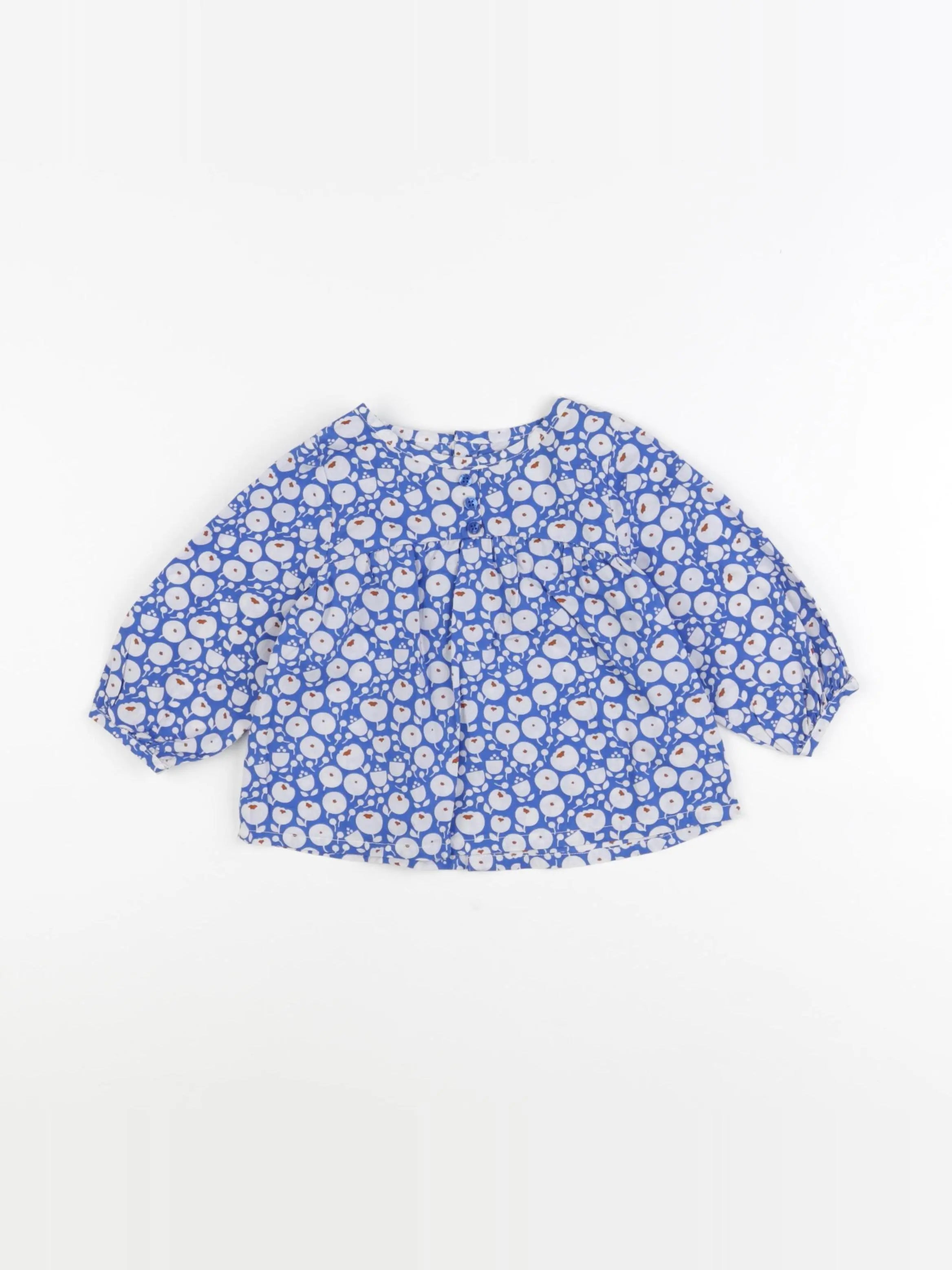 Obaïbi - blouse bleu, blanc - 6 mois