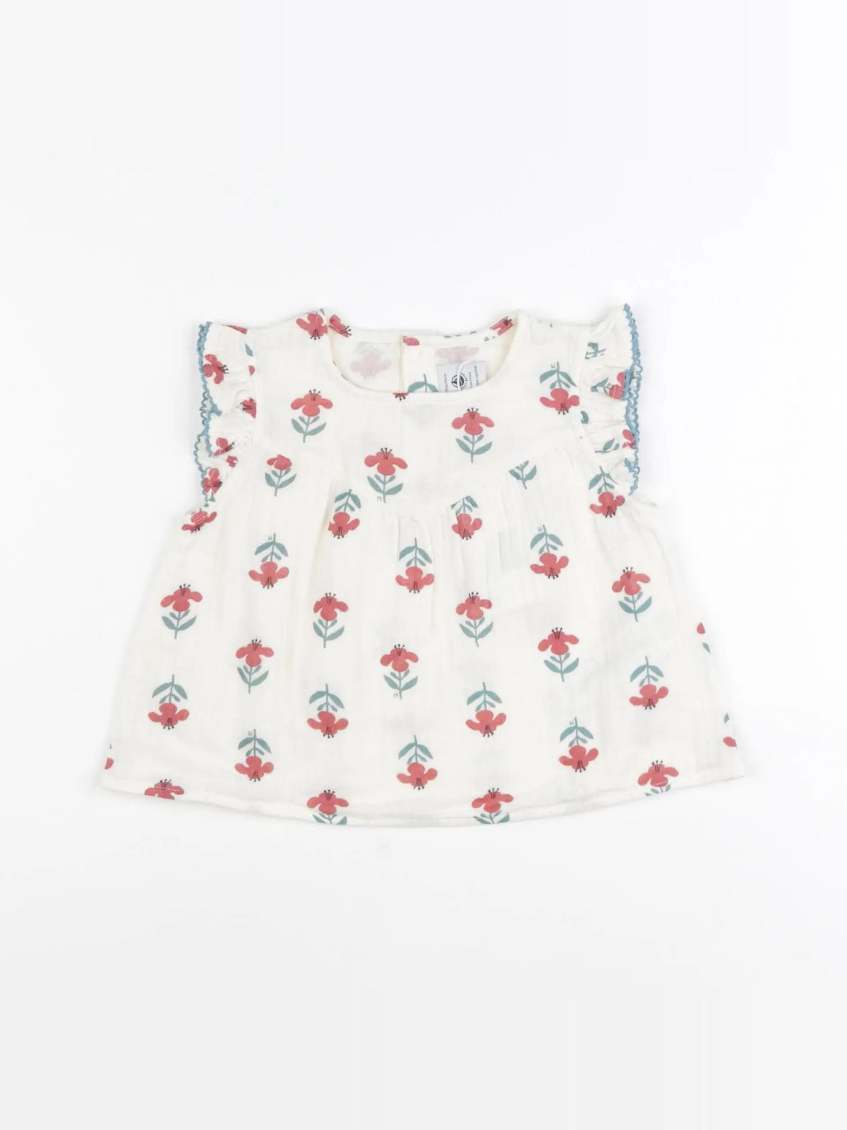 Petit Bateau - blouse beige, rouge - 12 mois