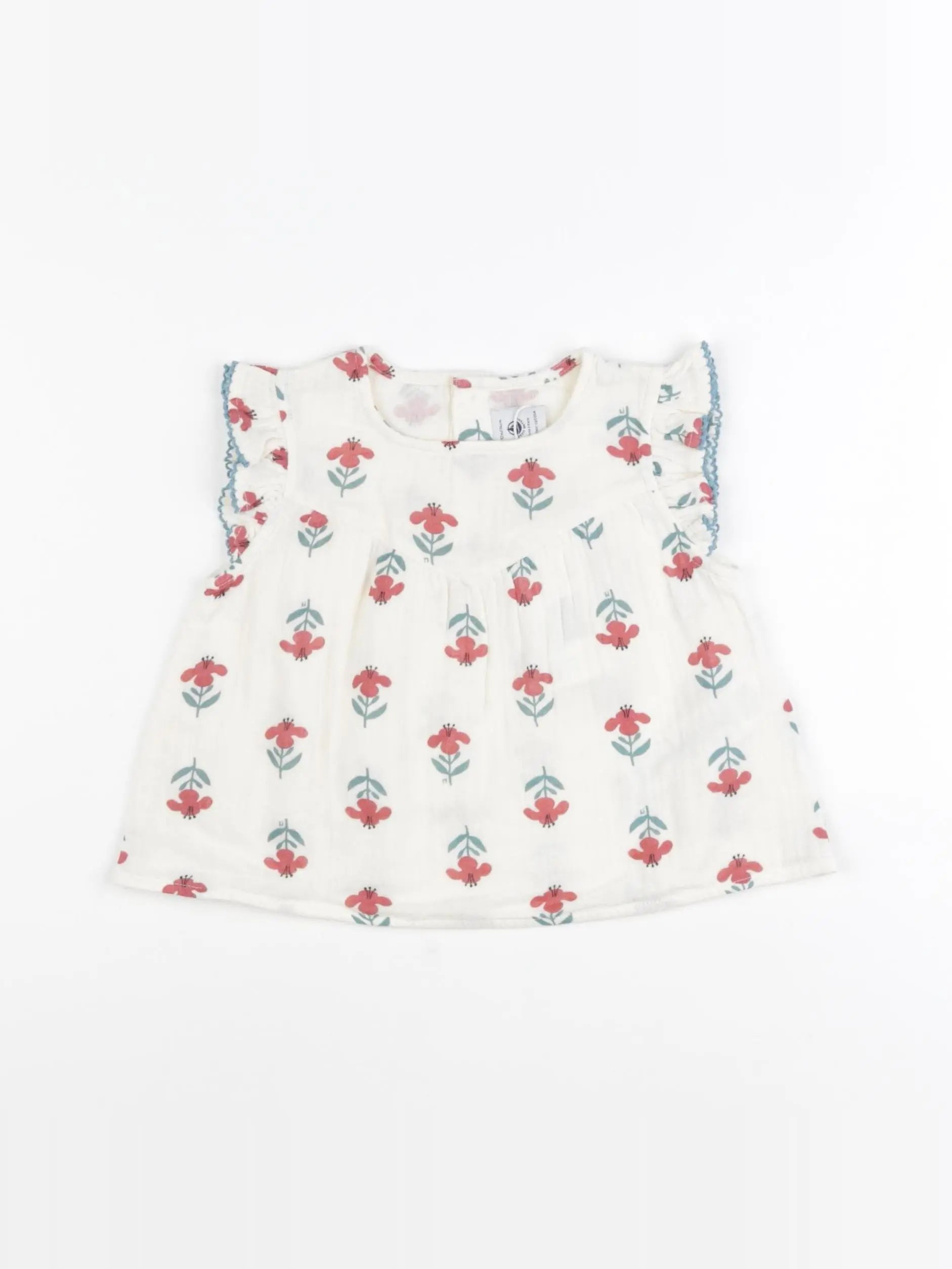 Petit Bateau - blouse beige, rouge - 12 mois