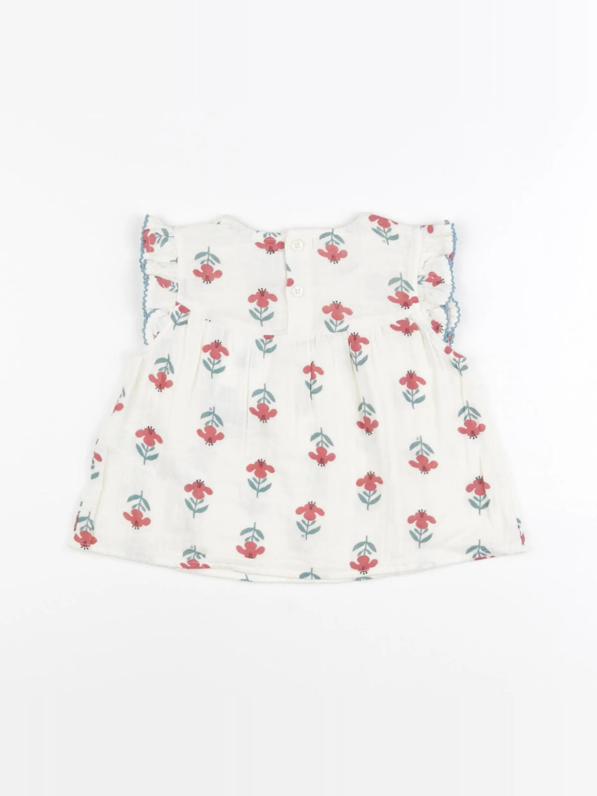 Petit Bateau - blouse beige, rouge - 12 mois