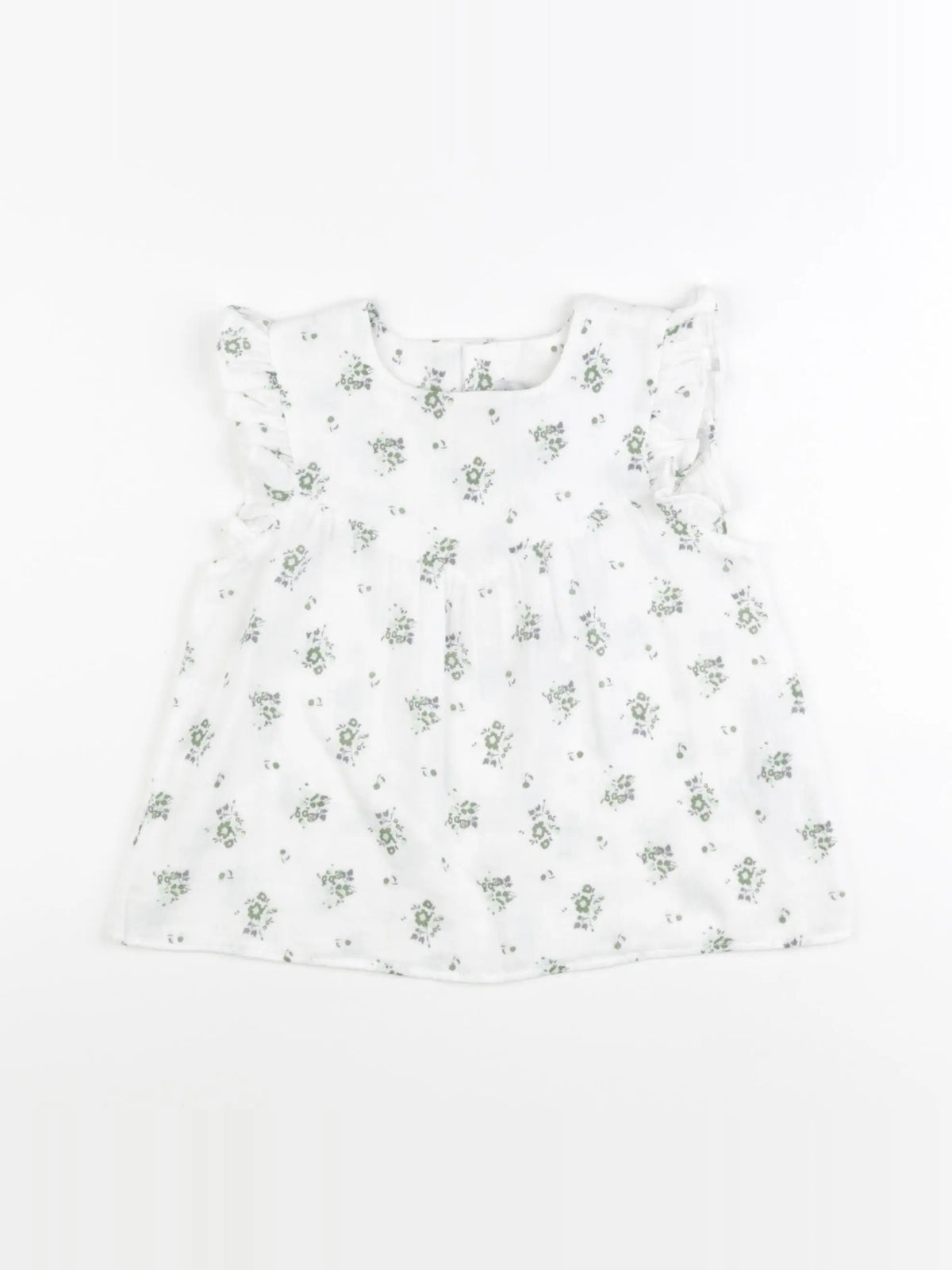 Petit Bateau - blouse blanc, vert - 6 mois