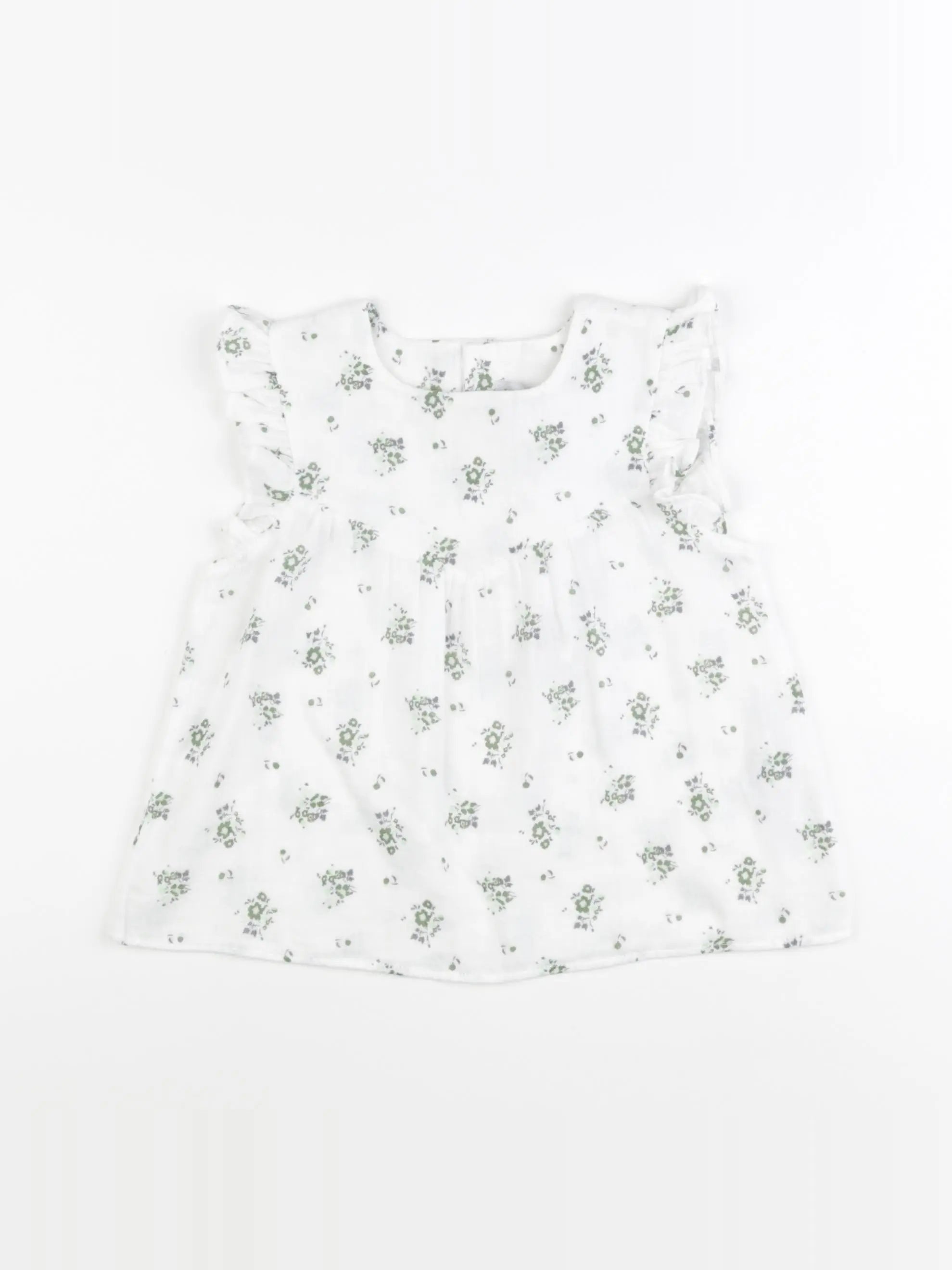 Petit Bateau - blouse blanc, vert - 6 mois
