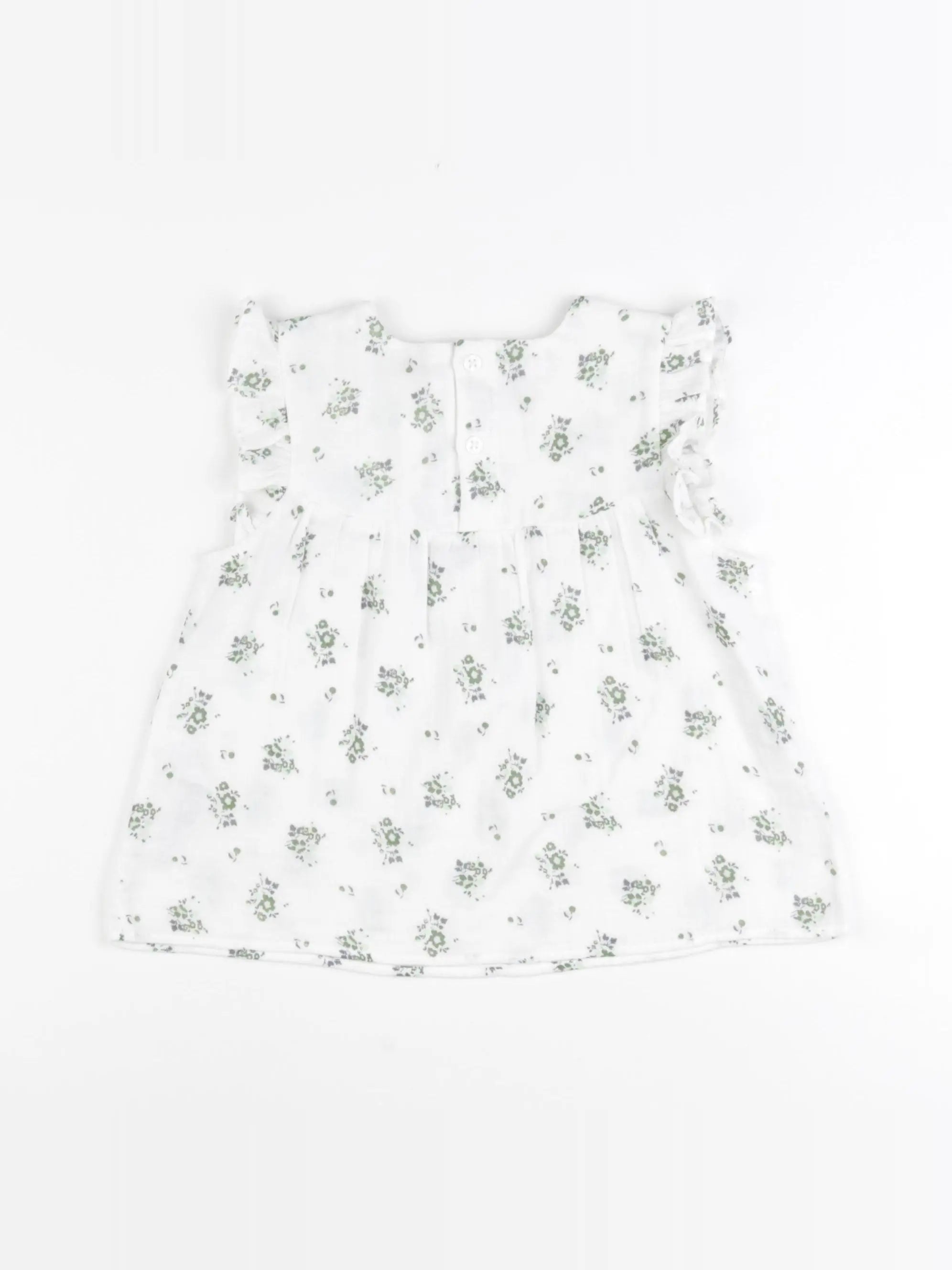 Petit Bateau - blouse blanc, vert - 6 mois