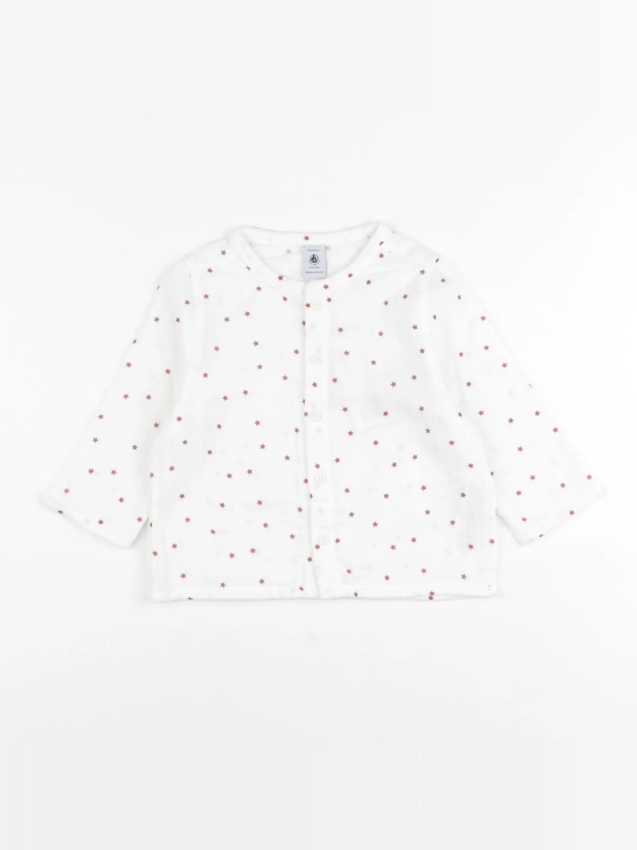 Petit Bateau - chemise blanc, rouge - 18 mois