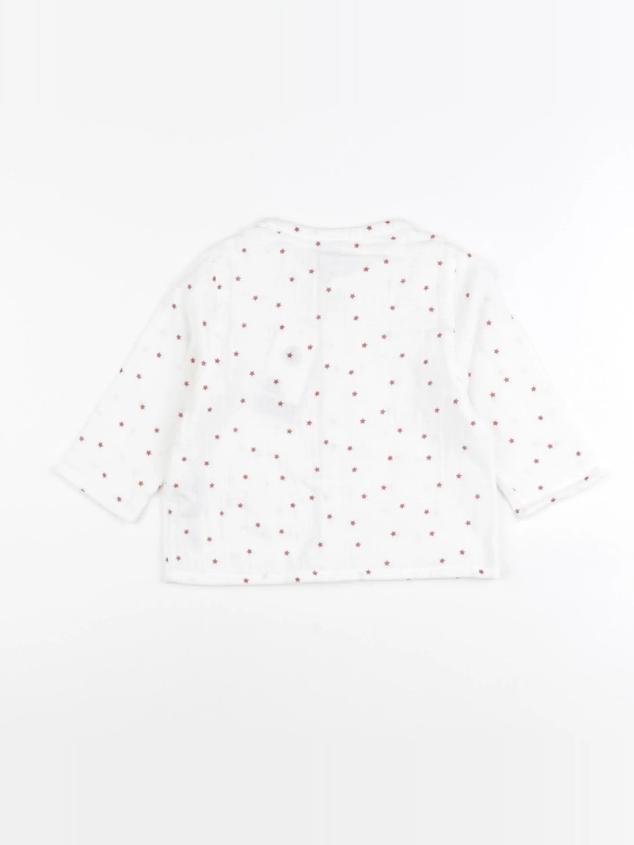 Petit Bateau - chemise blanc, rouge - 12 mois