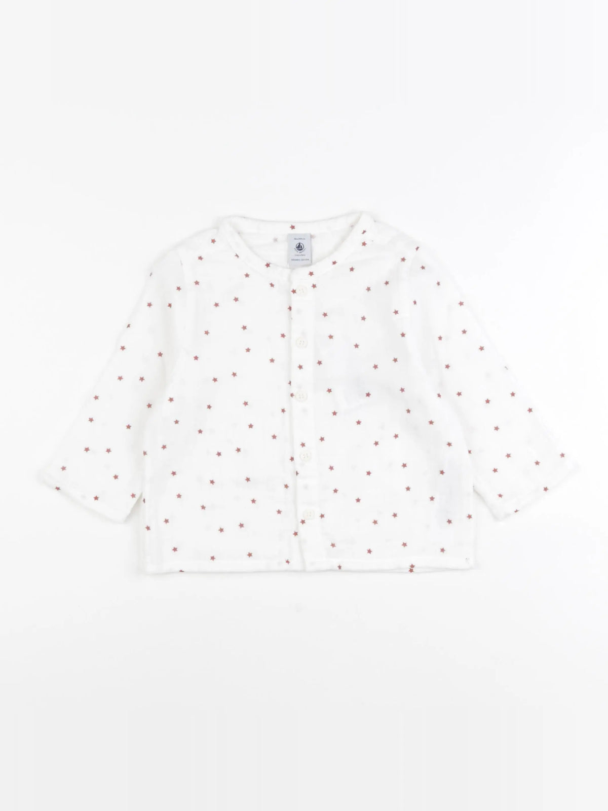 Petit Bateau - chemise blanc, rouge - 6 mois