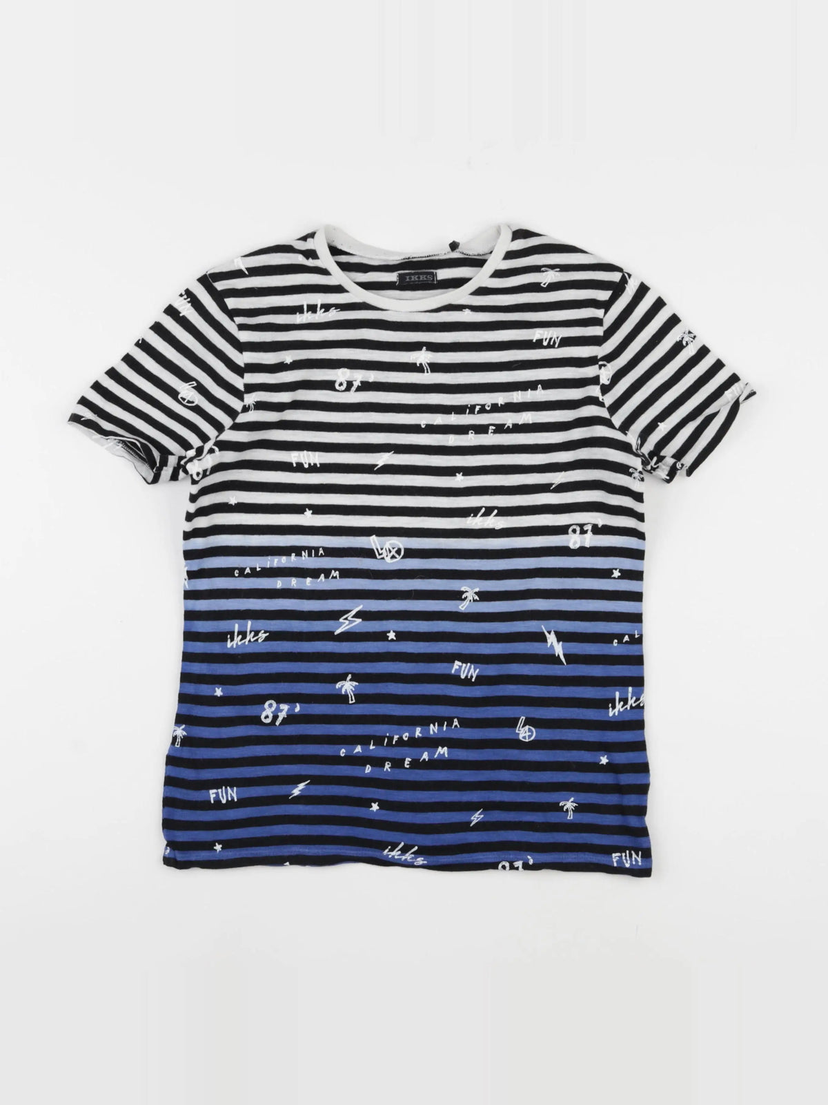 IKKS - tee-shirt bleu, blanc - 10 ans