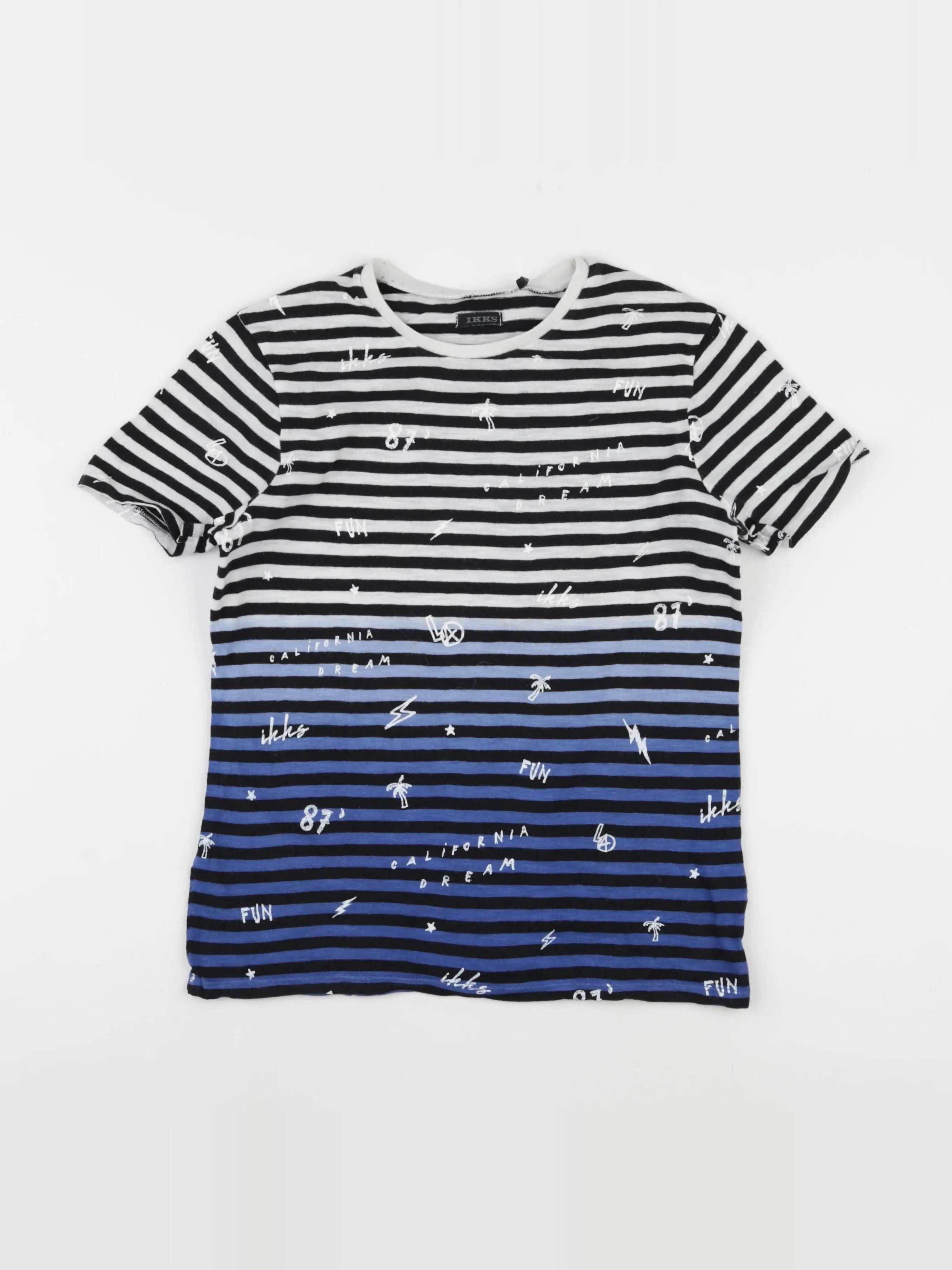 IKKS - tee-shirt bleu, blanc - 10 ans