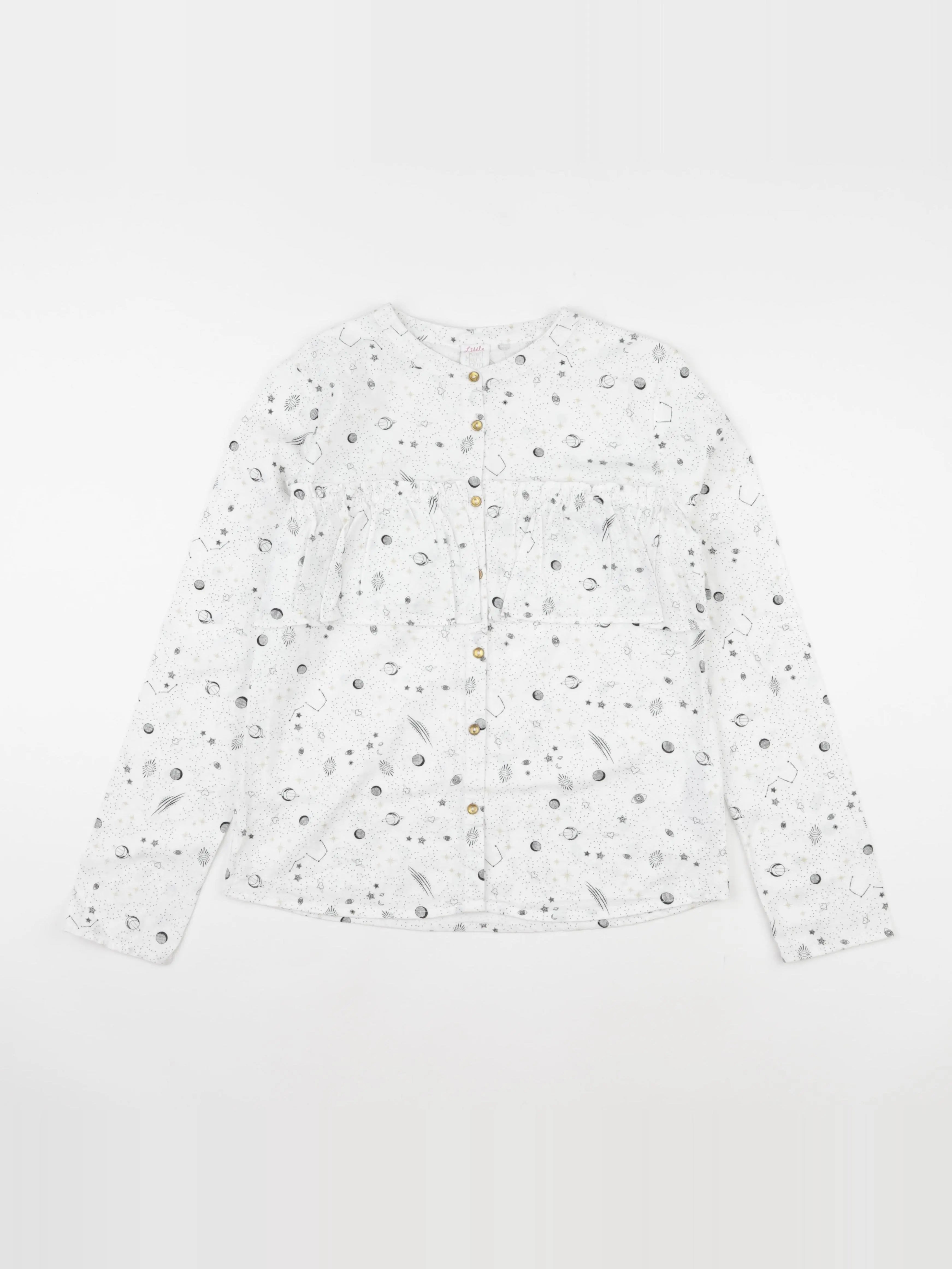 Little Karl Marc John - blouse blanc, bleu, or - 14 ans