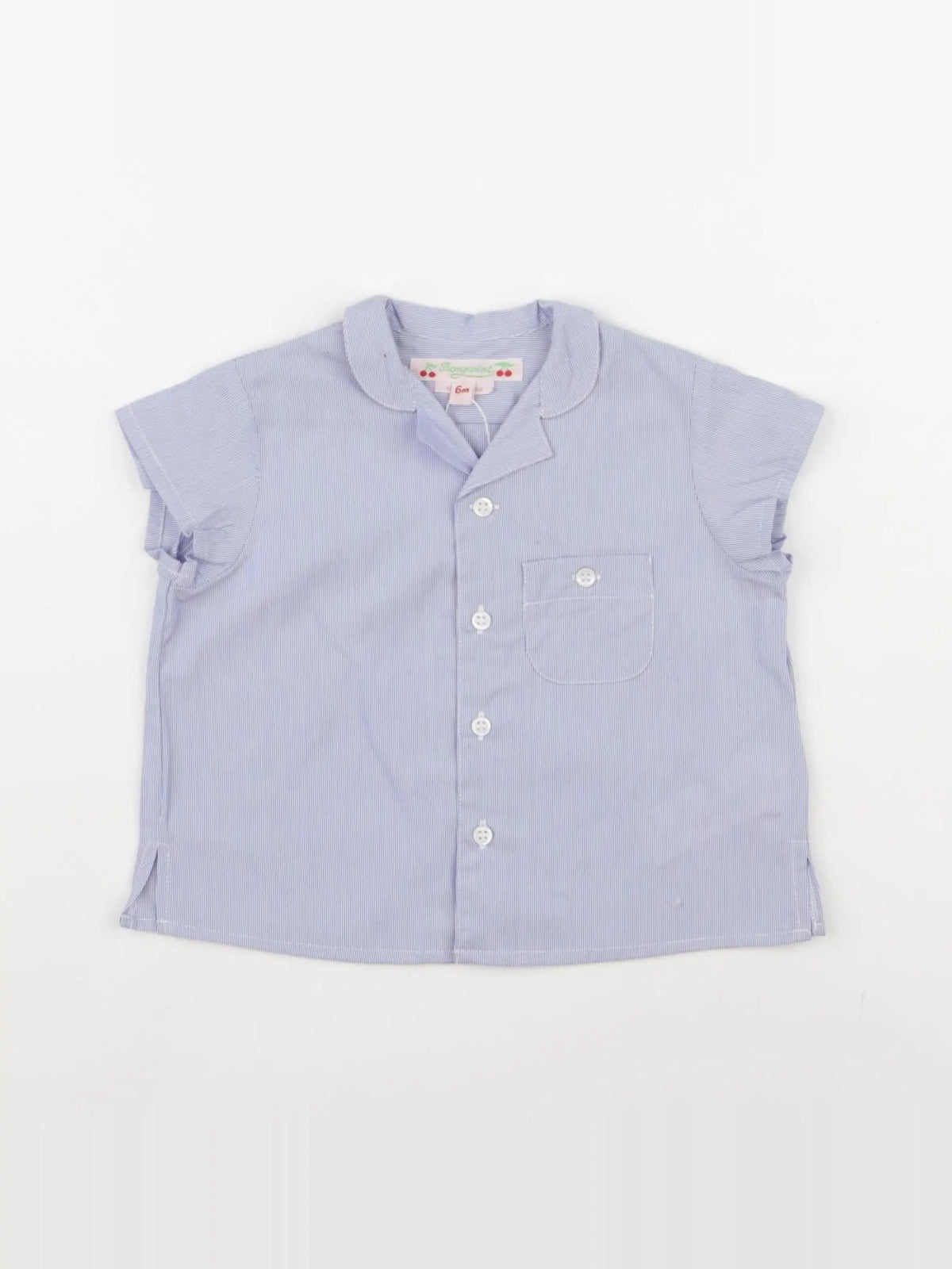 Bonpoint - blouse bleu, blanc - 6 mois