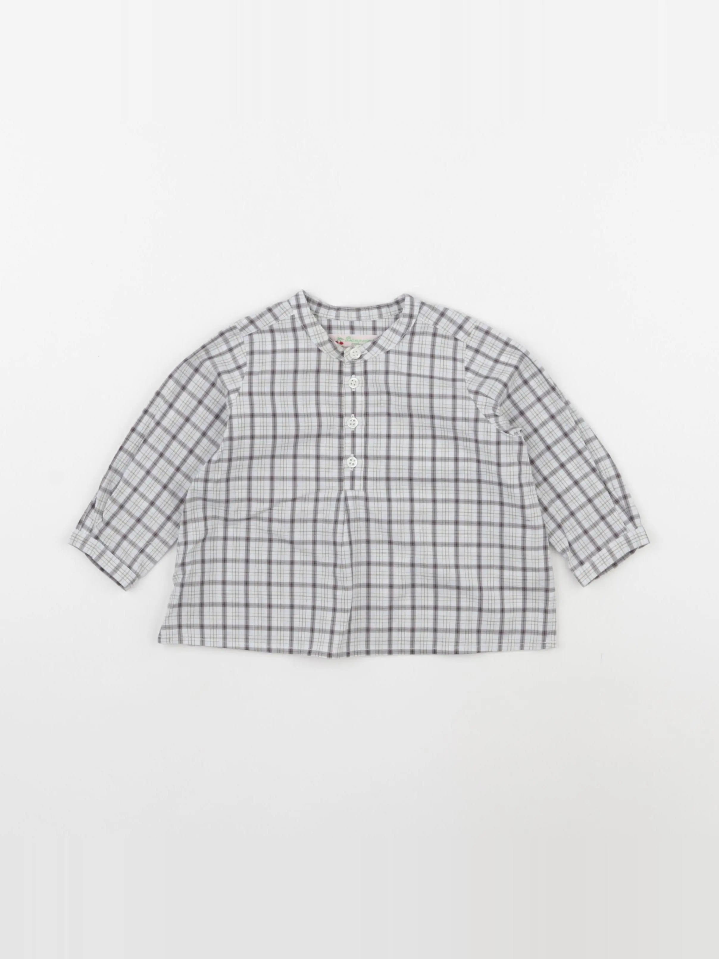 Bonpoint - chemise bleu, gris - 6 mois