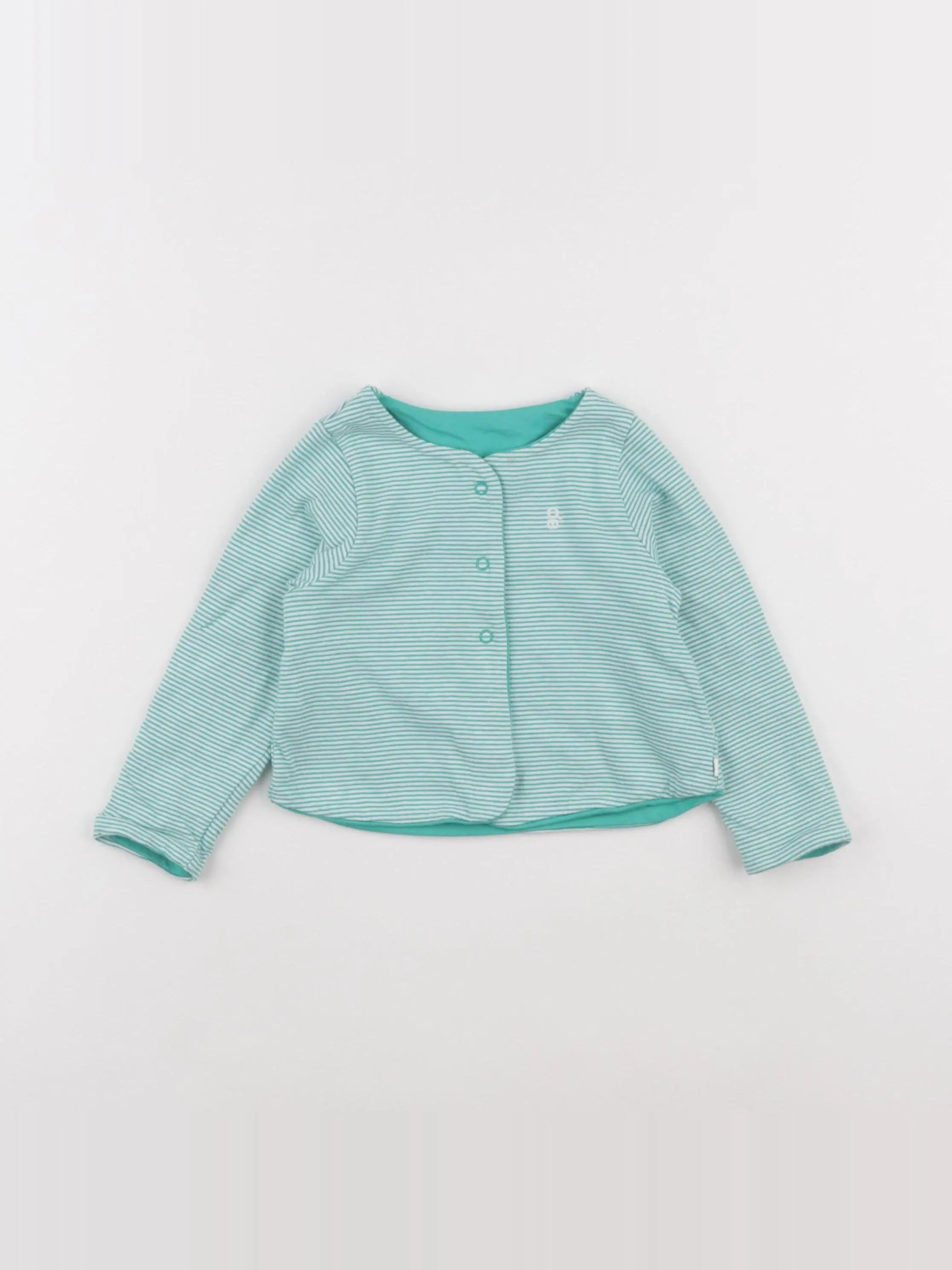 Obaïbi - gilet réversible bleu - 12 mois