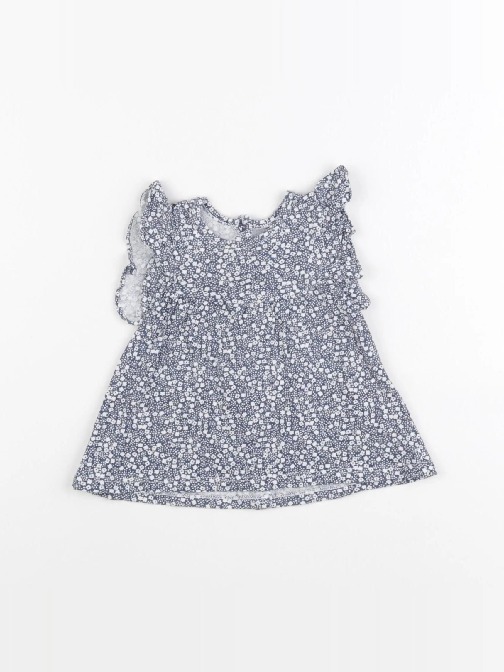 Vertbaudet - tee-shirt blanc, bleu - 6 mois
