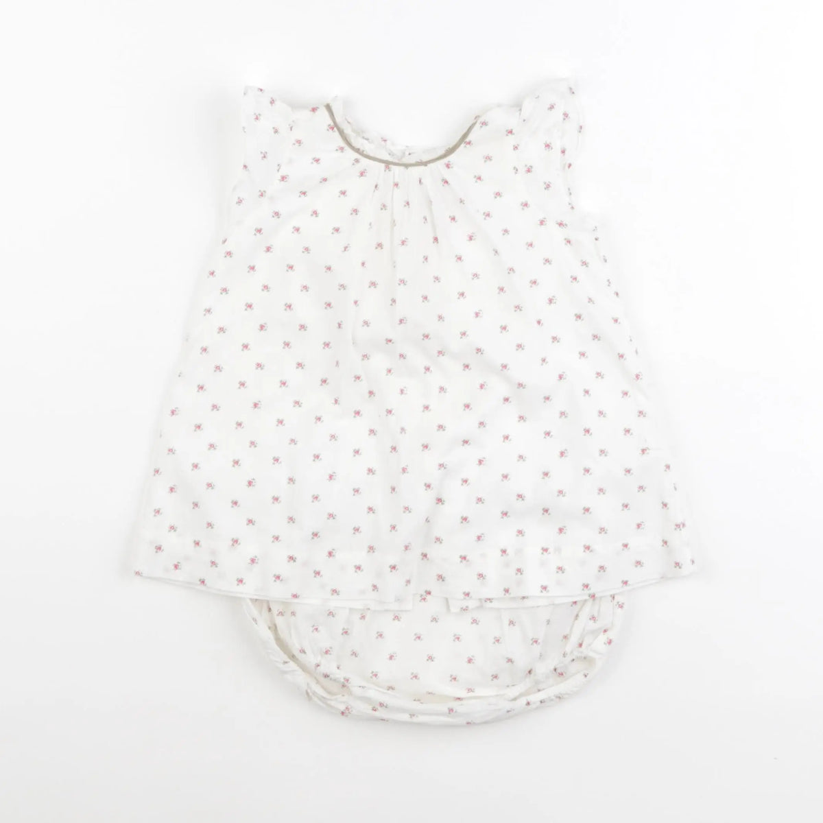 Bonpoint - robe blanc, rose - 6 mois