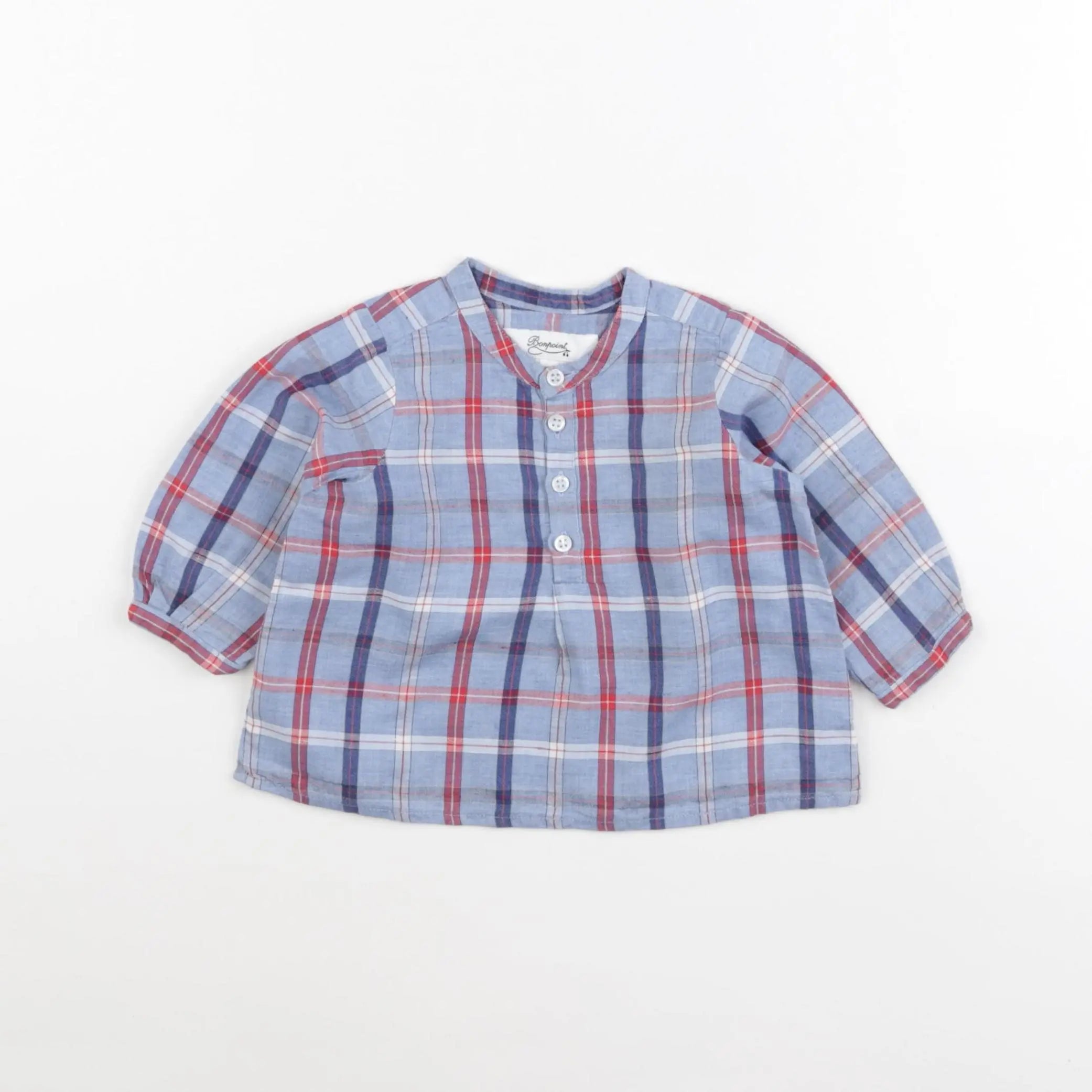 Bonpoint - chemise bleu, rouge - 6 mois
