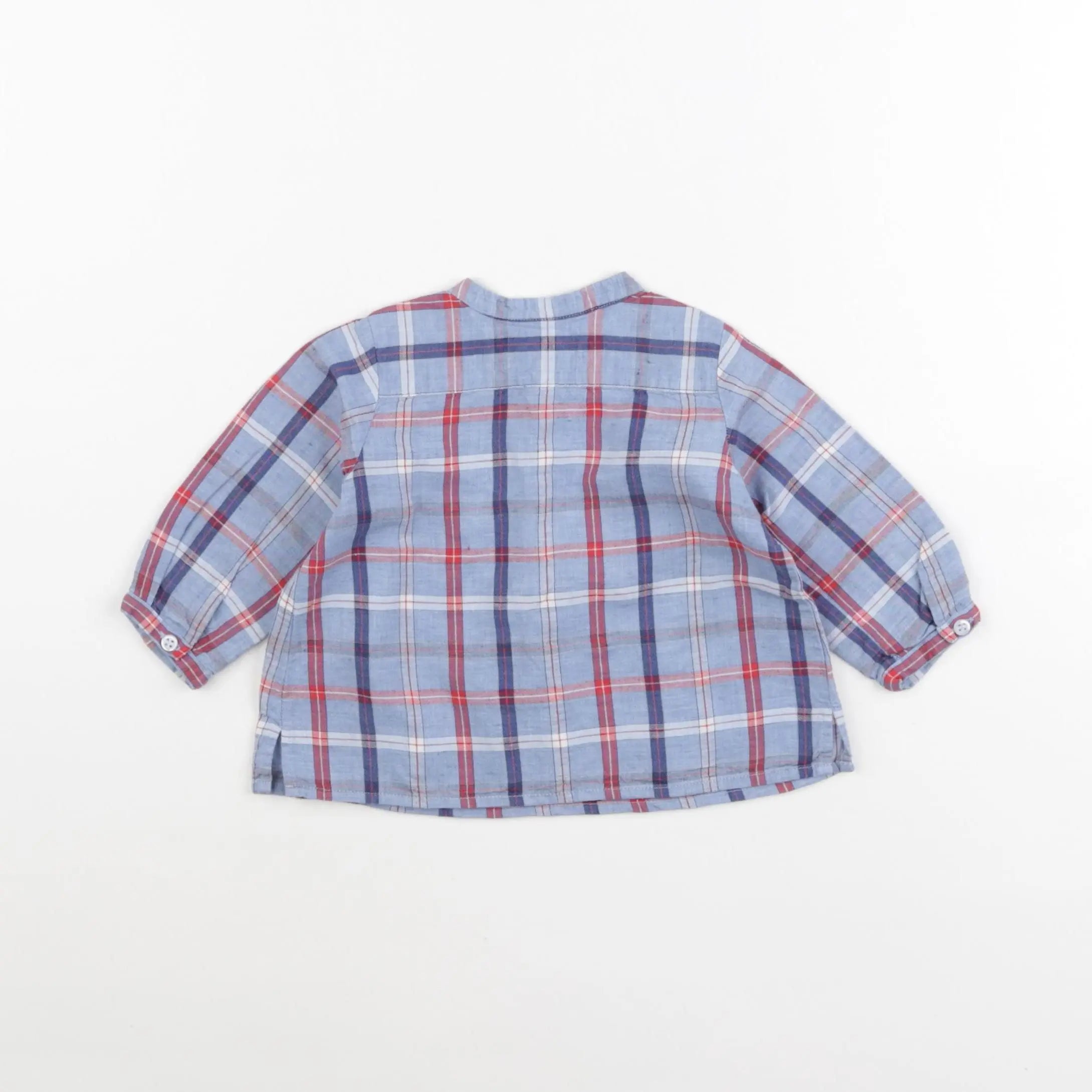 Bonpoint - chemise bleu, rouge - 6 mois