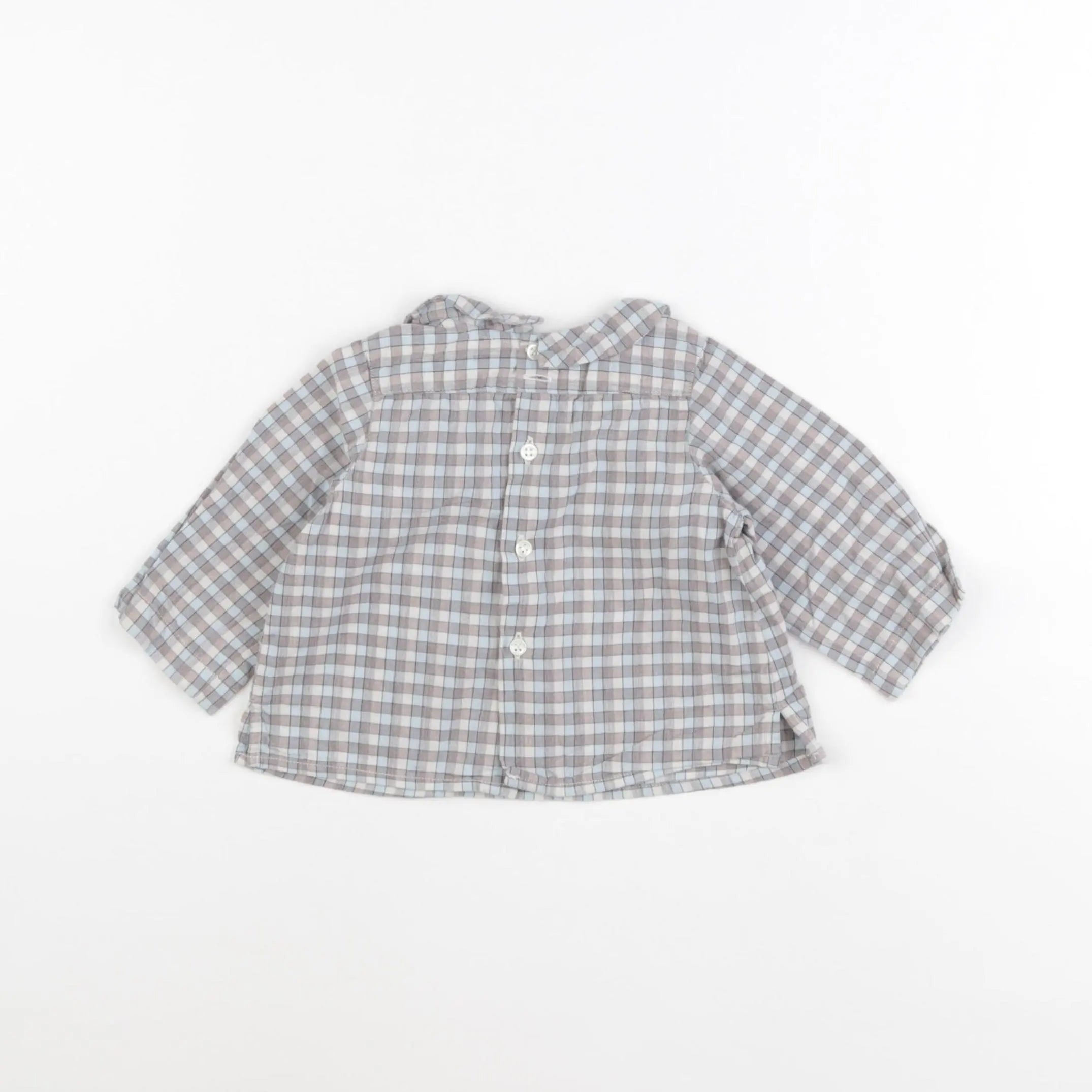 Bonpoint - blouse bleu, gris - 6 mois