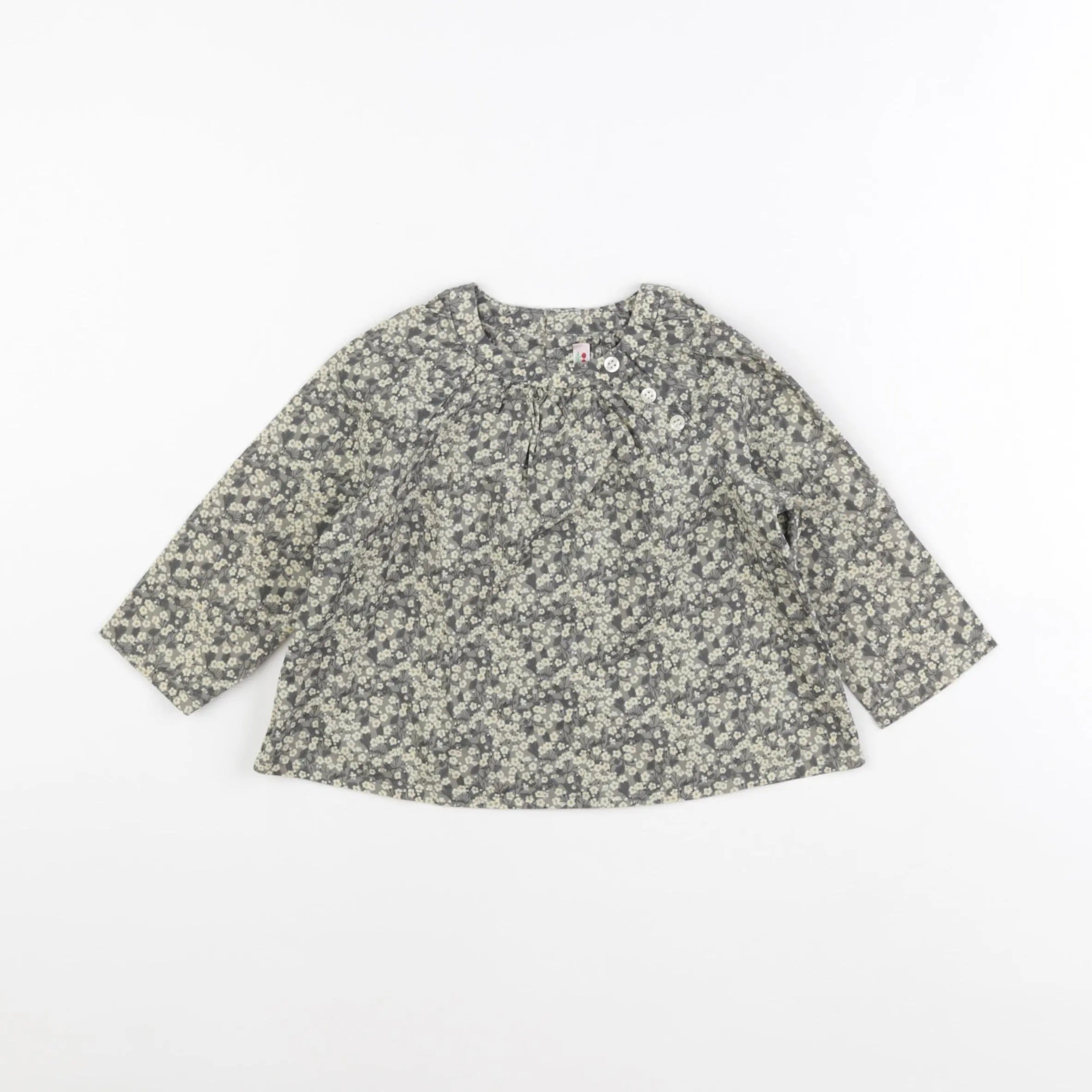 Bonpoint - blouse jaune, gris - 12 mois