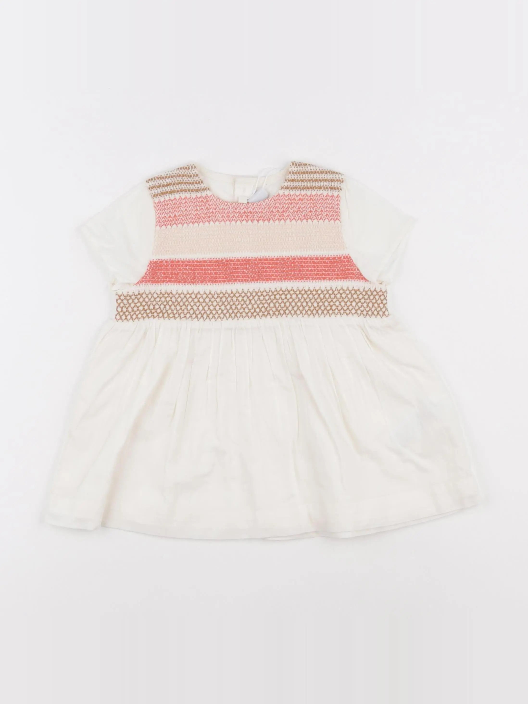 Petit Bateau - robe beige, rose - 12 mois