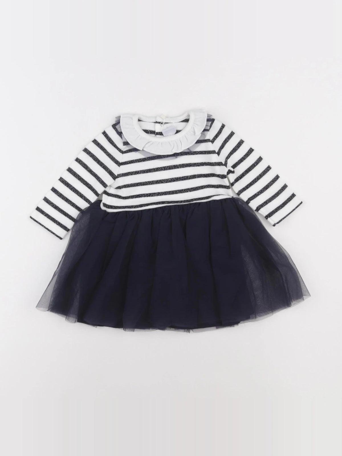 Petit Bateau - robe blanc, bleu - 6 mois