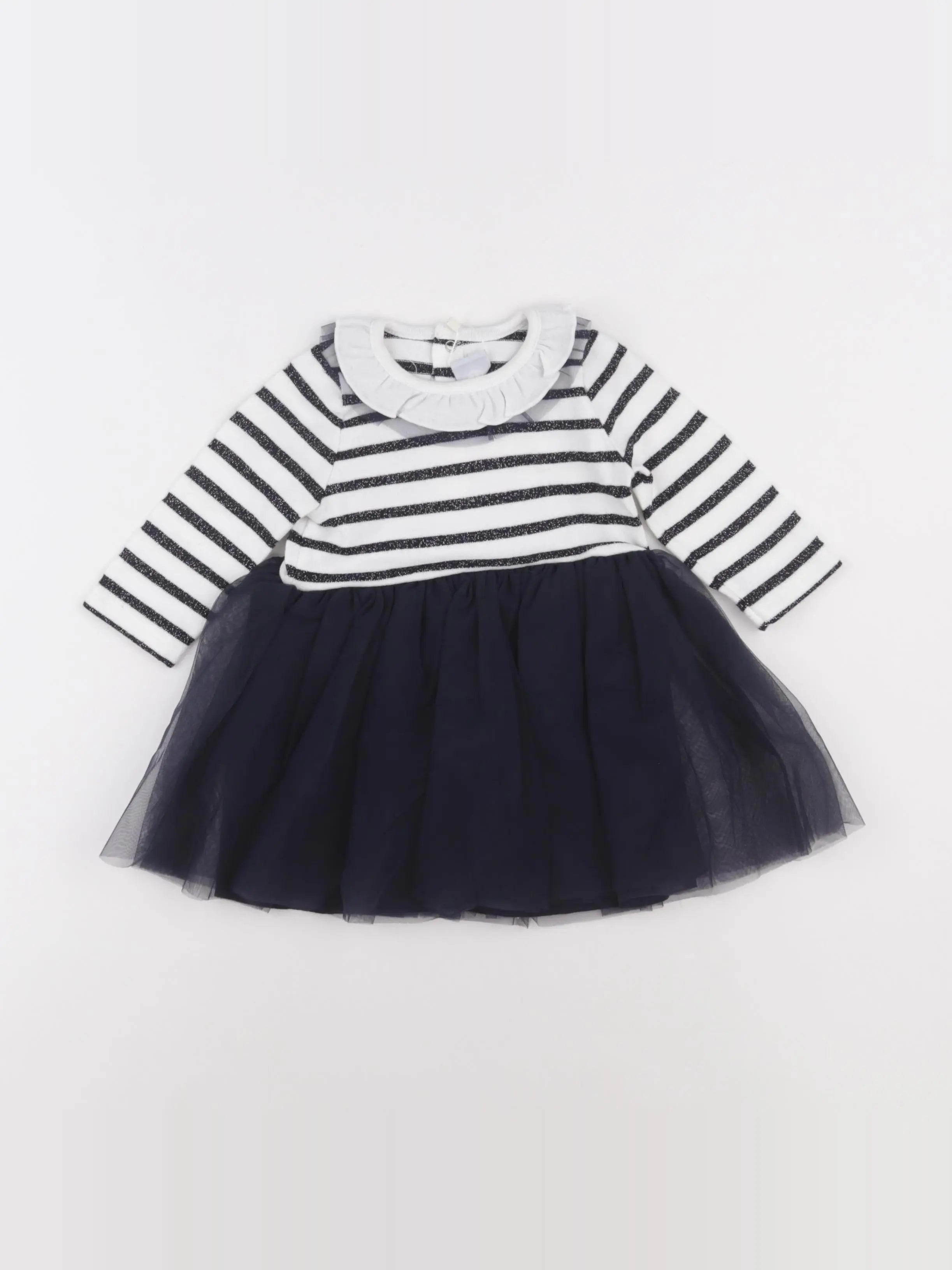 Petit Bateau - robe blanc, bleu - 6 mois