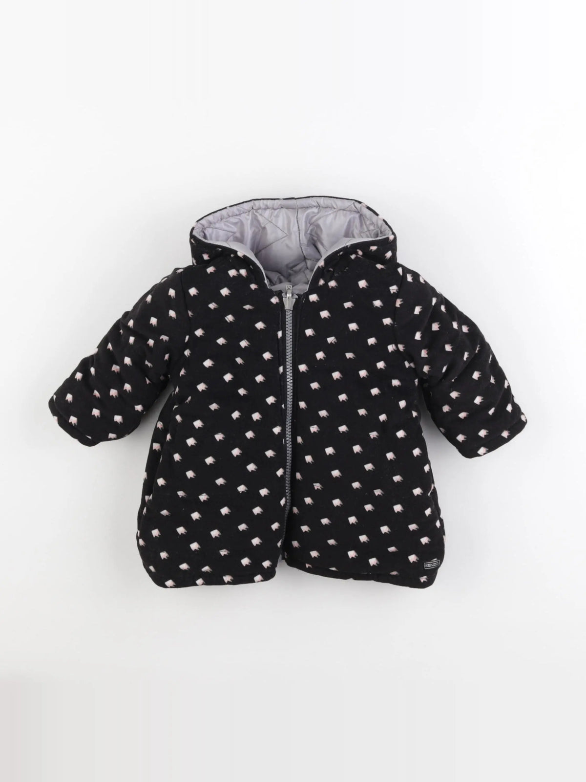 Kenzo - doudoune réversible noir, argent - 6 mois