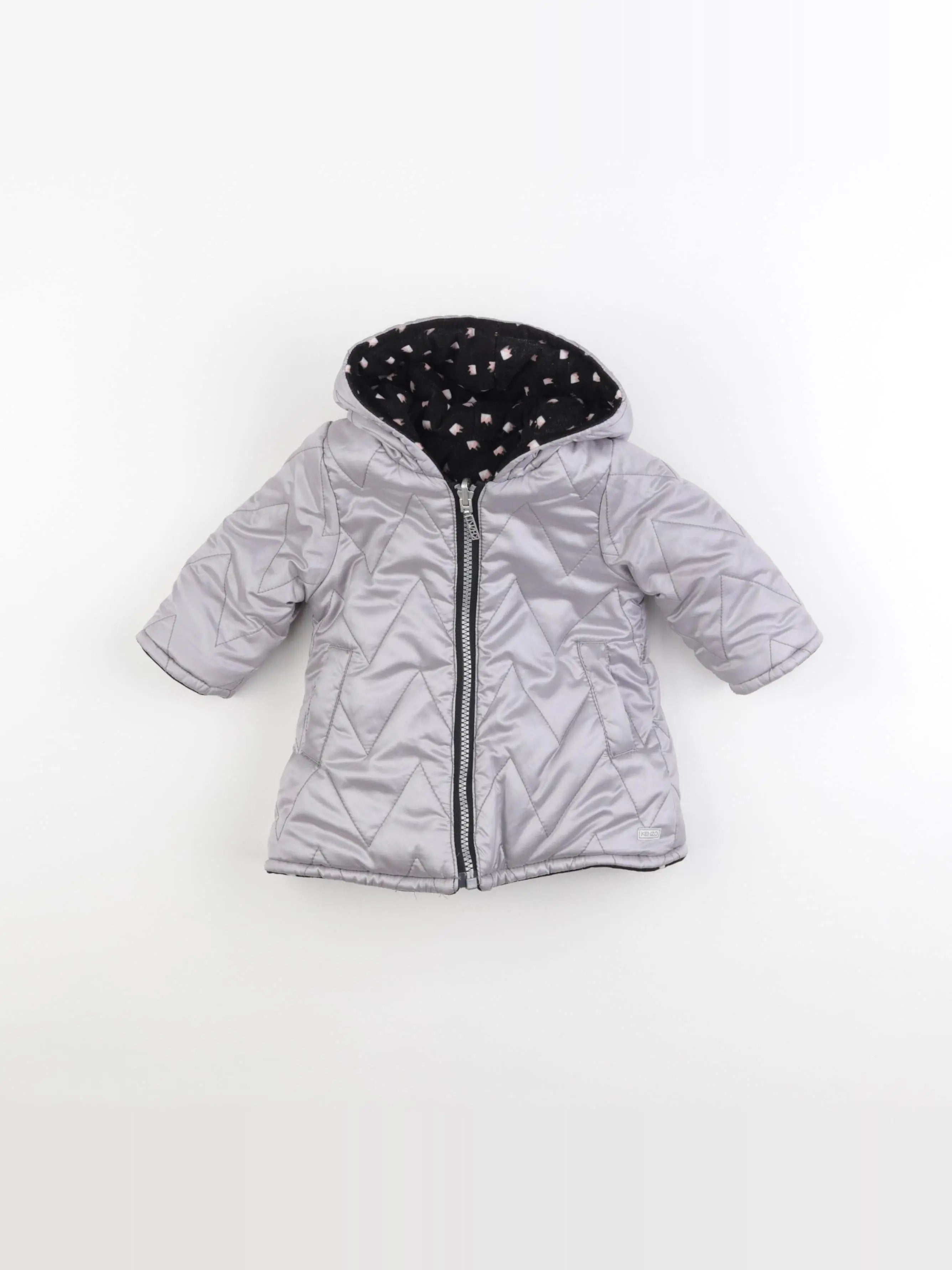 Kenzo - doudoune réversible noir, argent - 6 mois