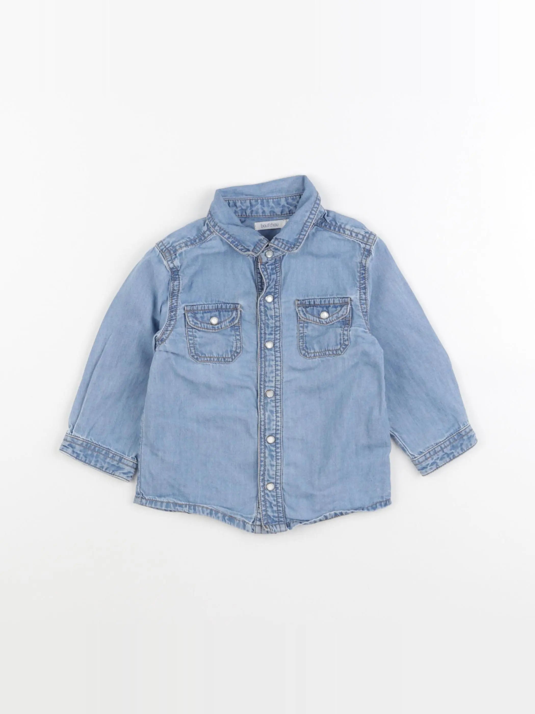 Boutchou - chemise bleu - 12 mois