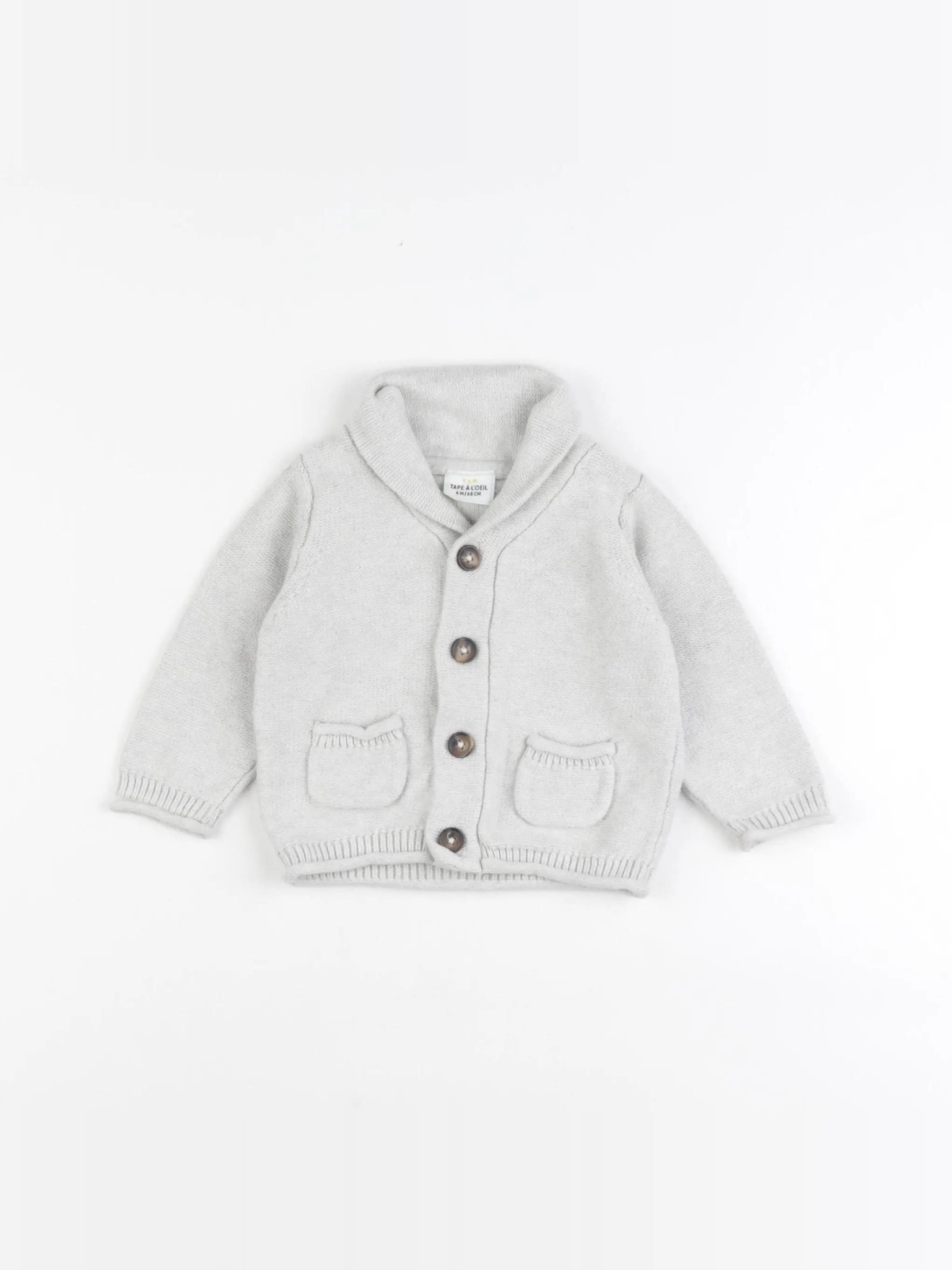 Tape à l'oeil - gilet gris - 6 mois