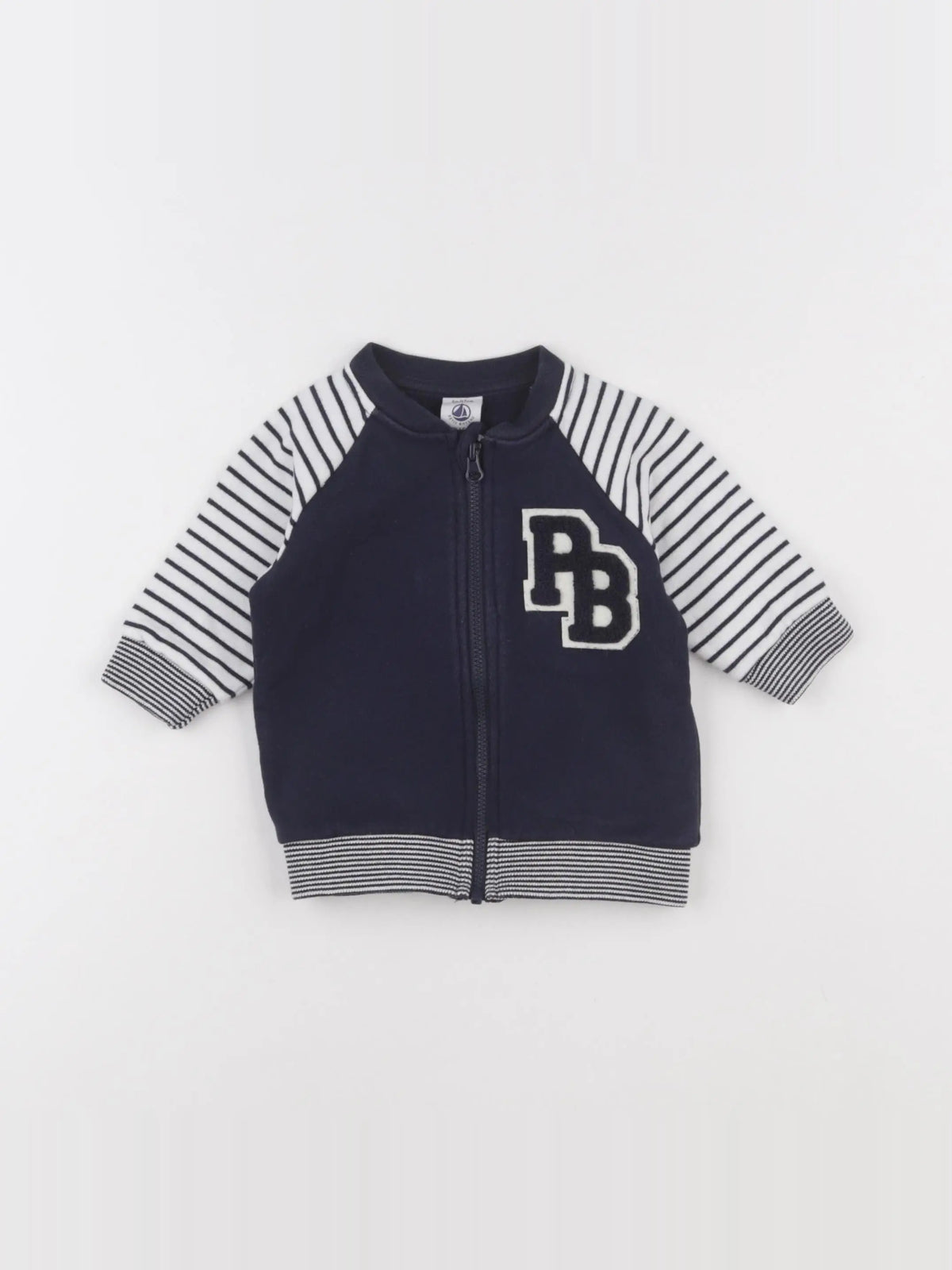 Petit Bateau - sweat bleu, blanc - 6 mois