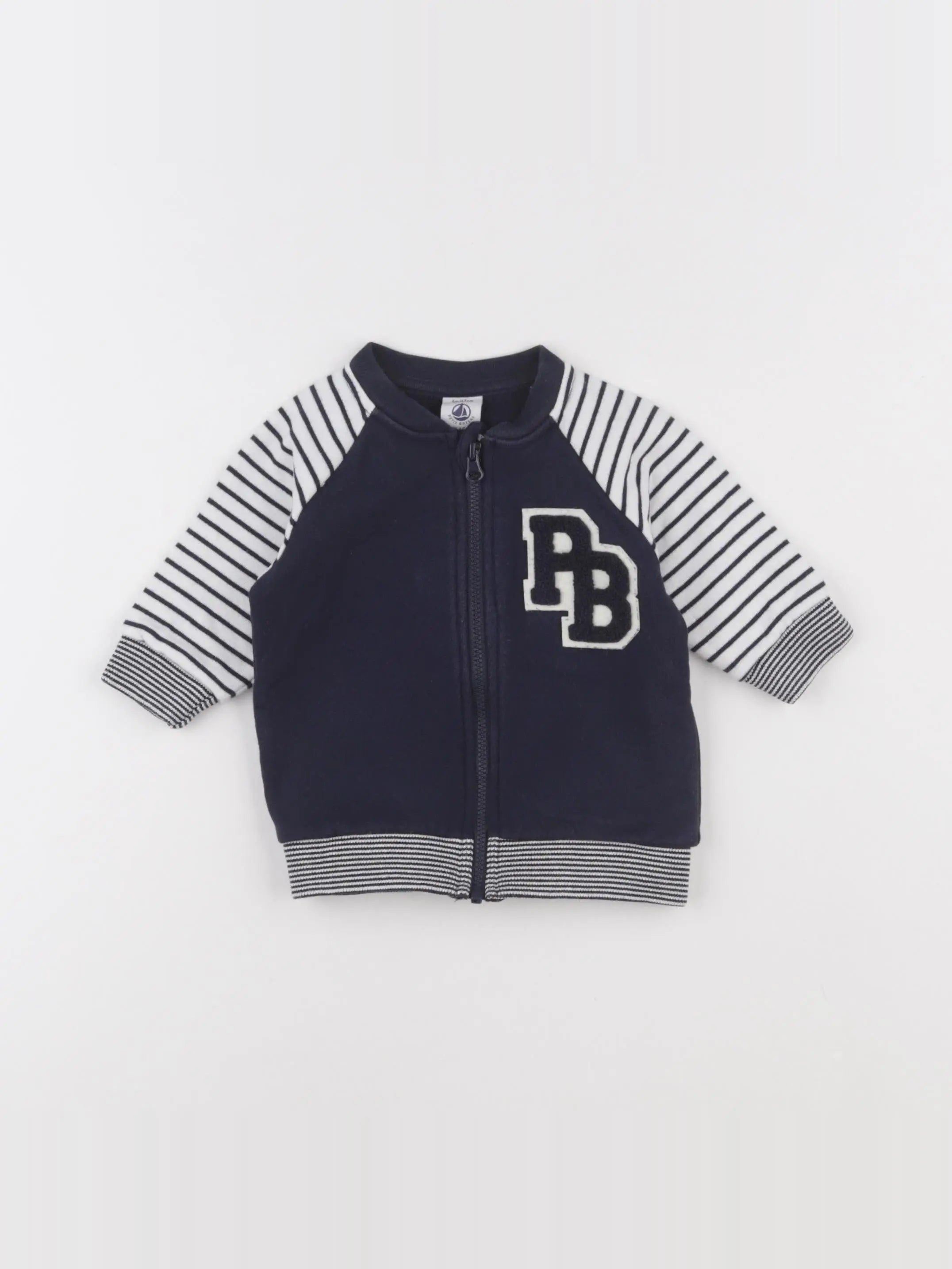 Petit Bateau - sweat bleu, blanc - 6 mois