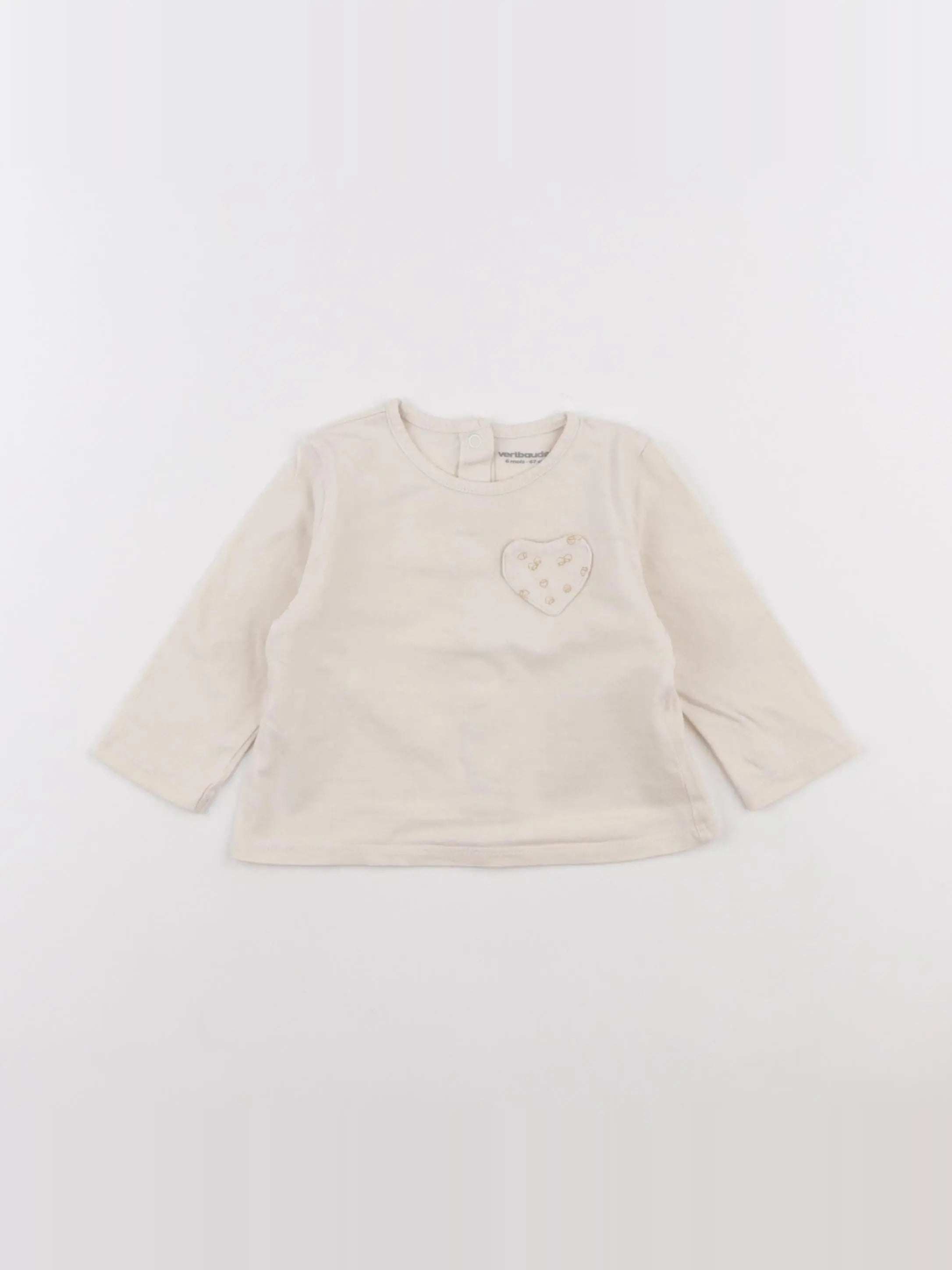 Vertbaudet - tee-shirt beige - 6 mois