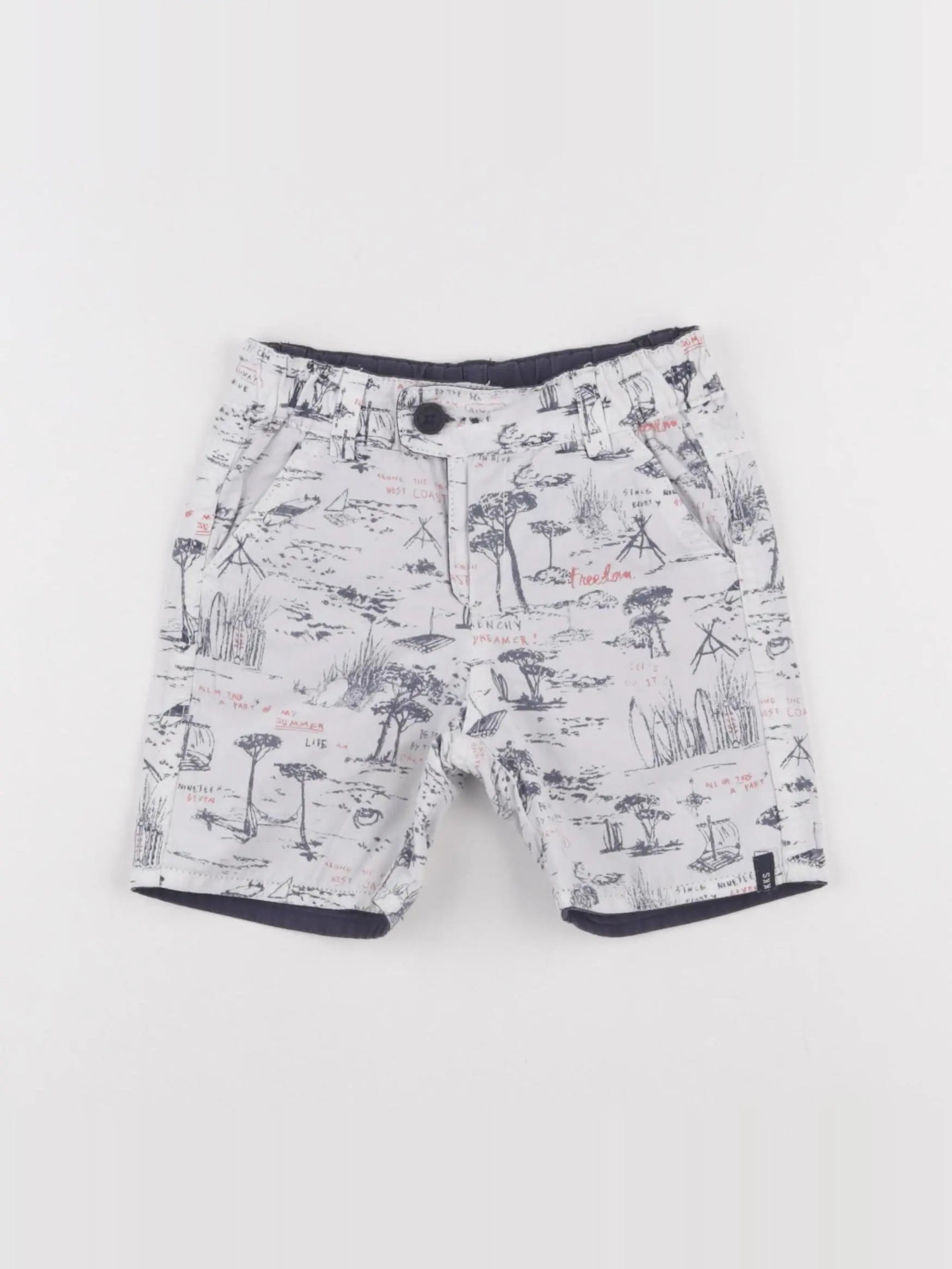 IKKS - short blanc, bleu - 2 ans