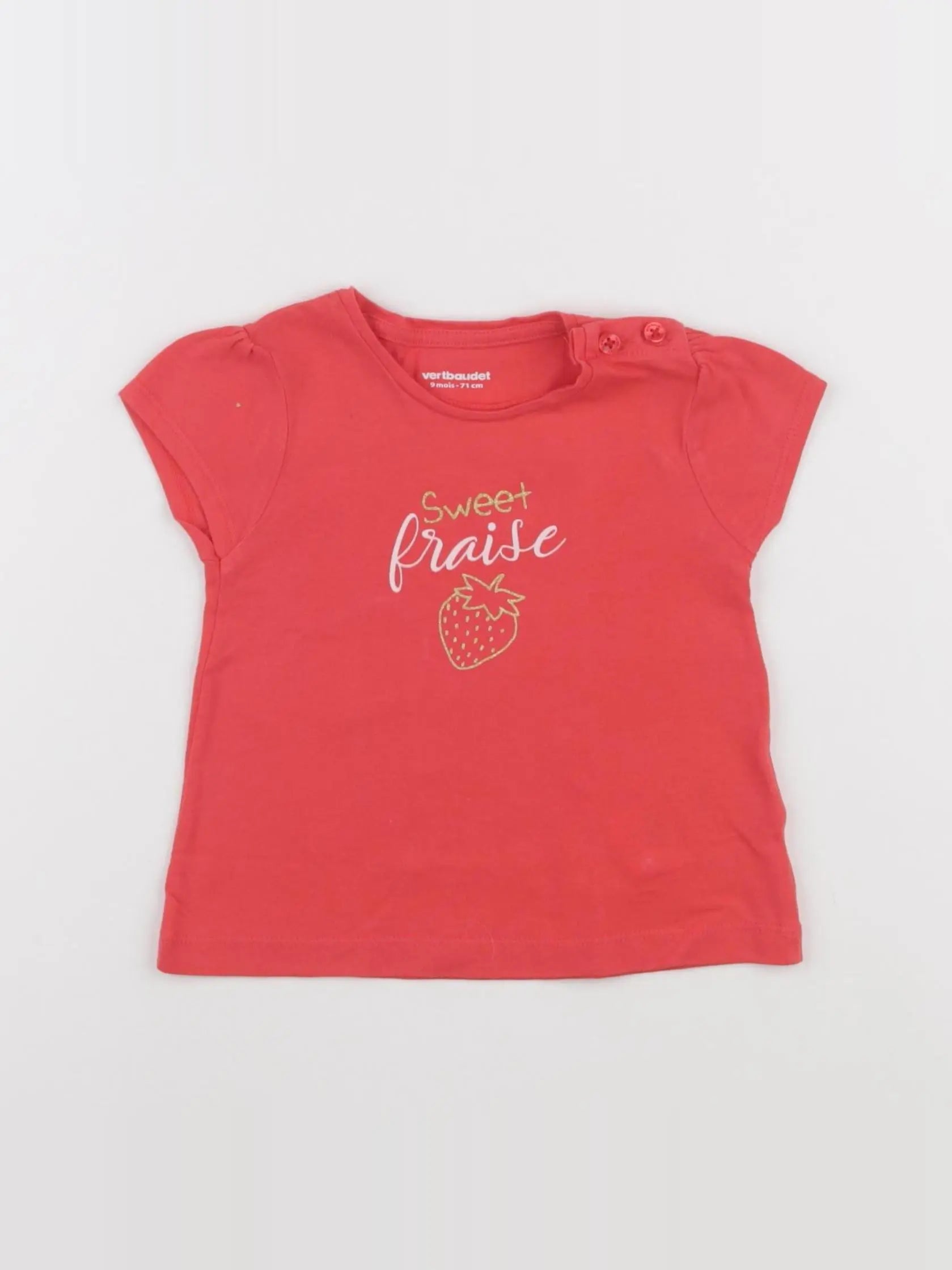 Vertbaudet - tee-shirt rouge - 9 mois