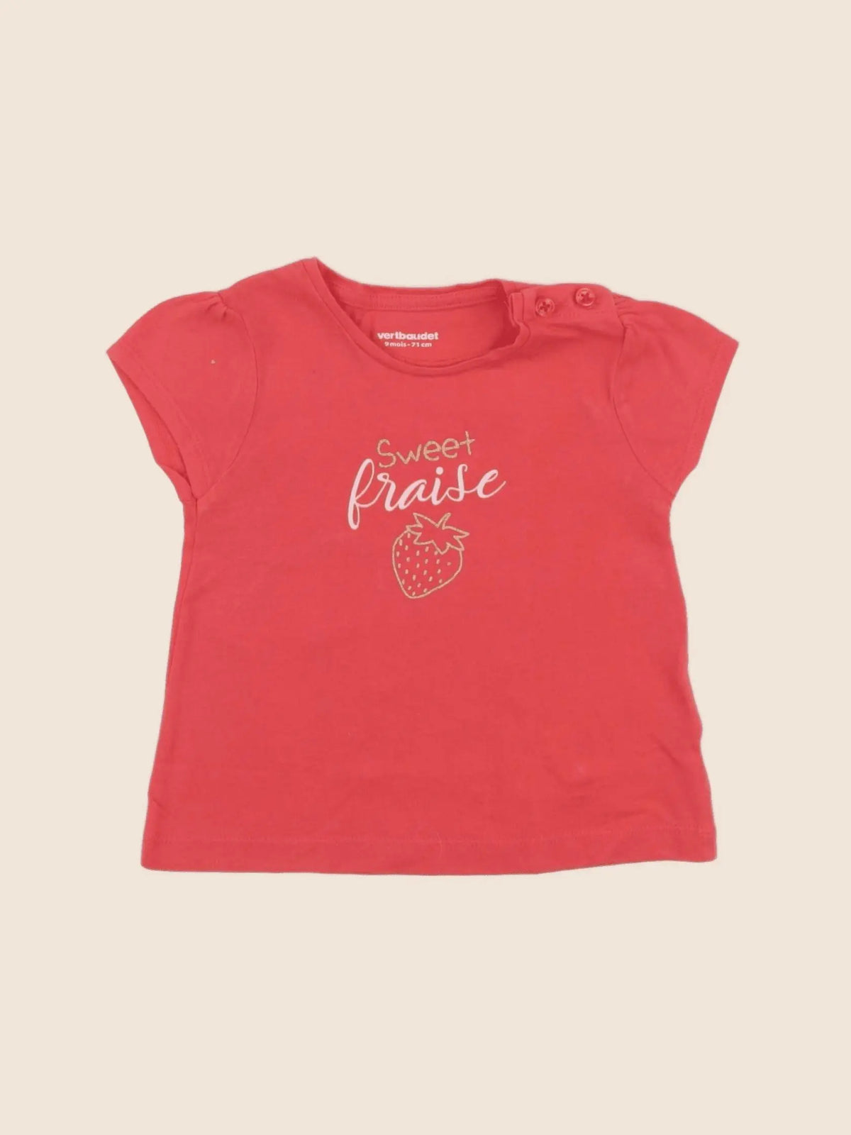 Vertbaudet - tee-shirt rouge - 9 mois