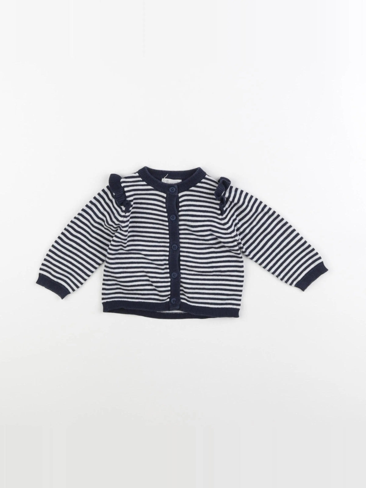 Little Cigogne - gilet blanc, bleu - 6 mois